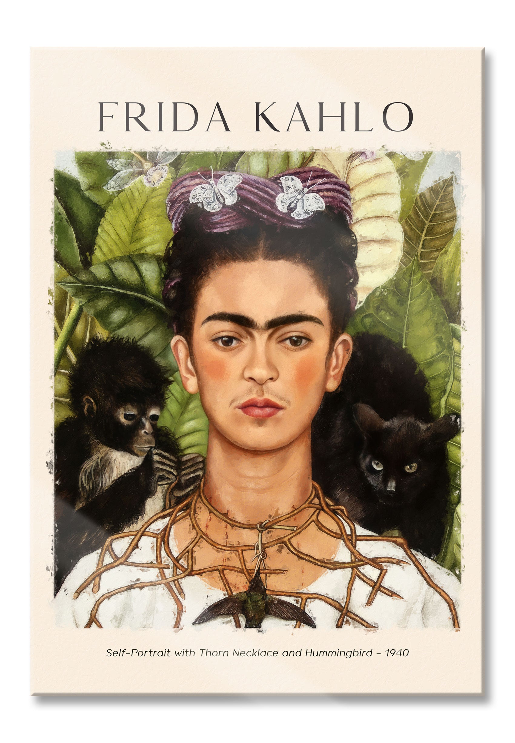 Art Portrait  - Frida Kahlo - Selbstportrait, Glasbild