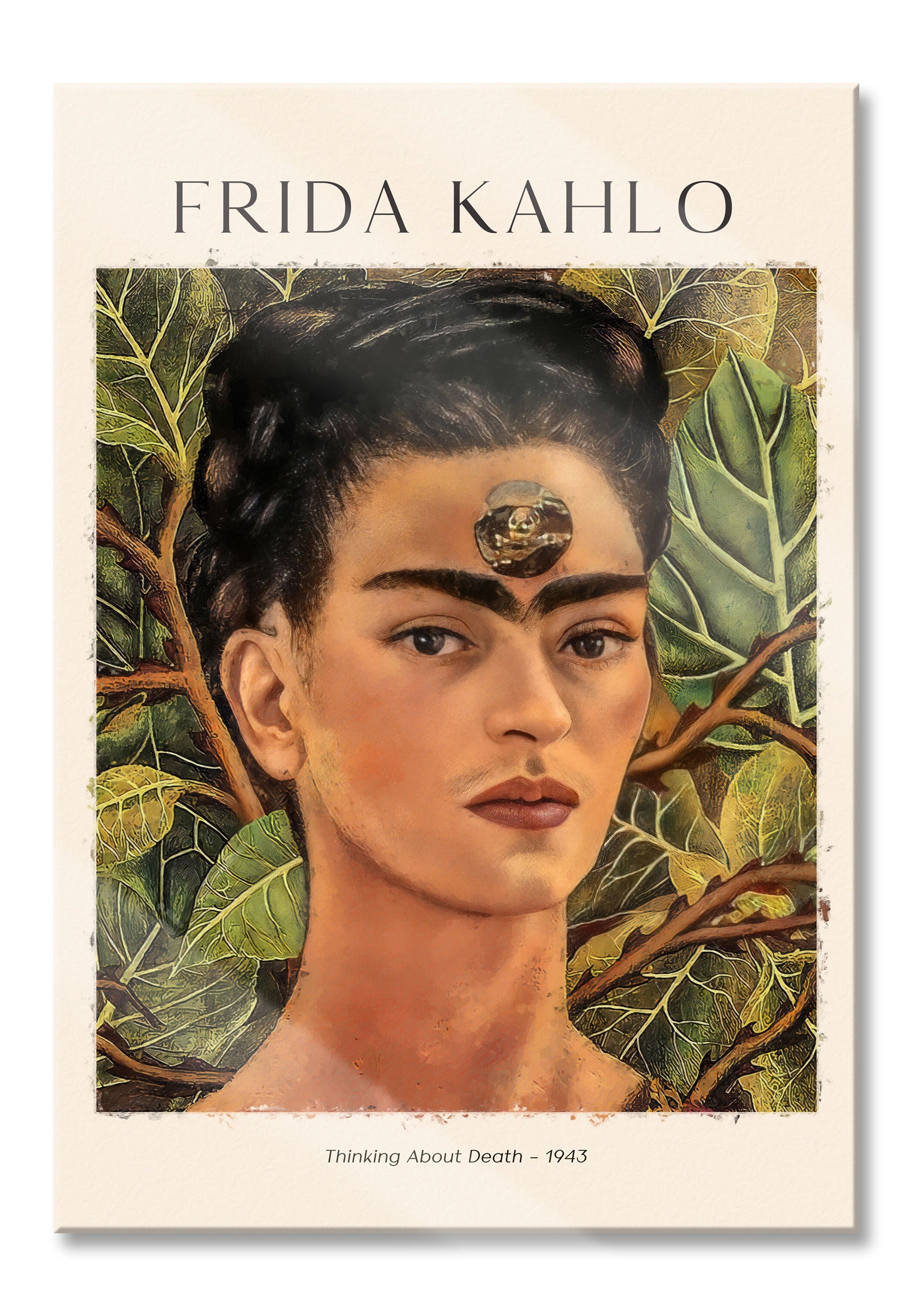 Art Portrait  - Frida Kahlo - Gedanken an den Tod, Glasbild