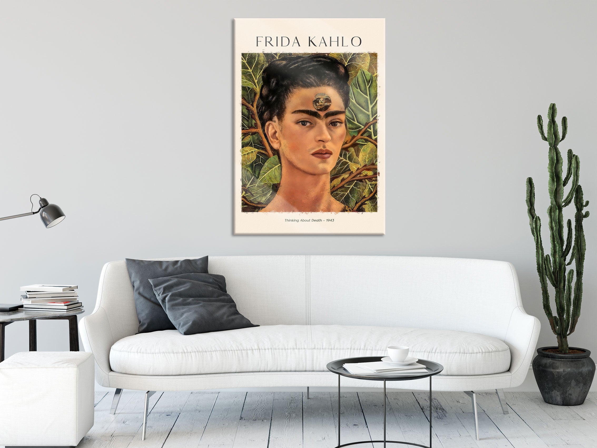 Art Portrait  - Frida Kahlo - Gedanken an den Tod, Glasbild