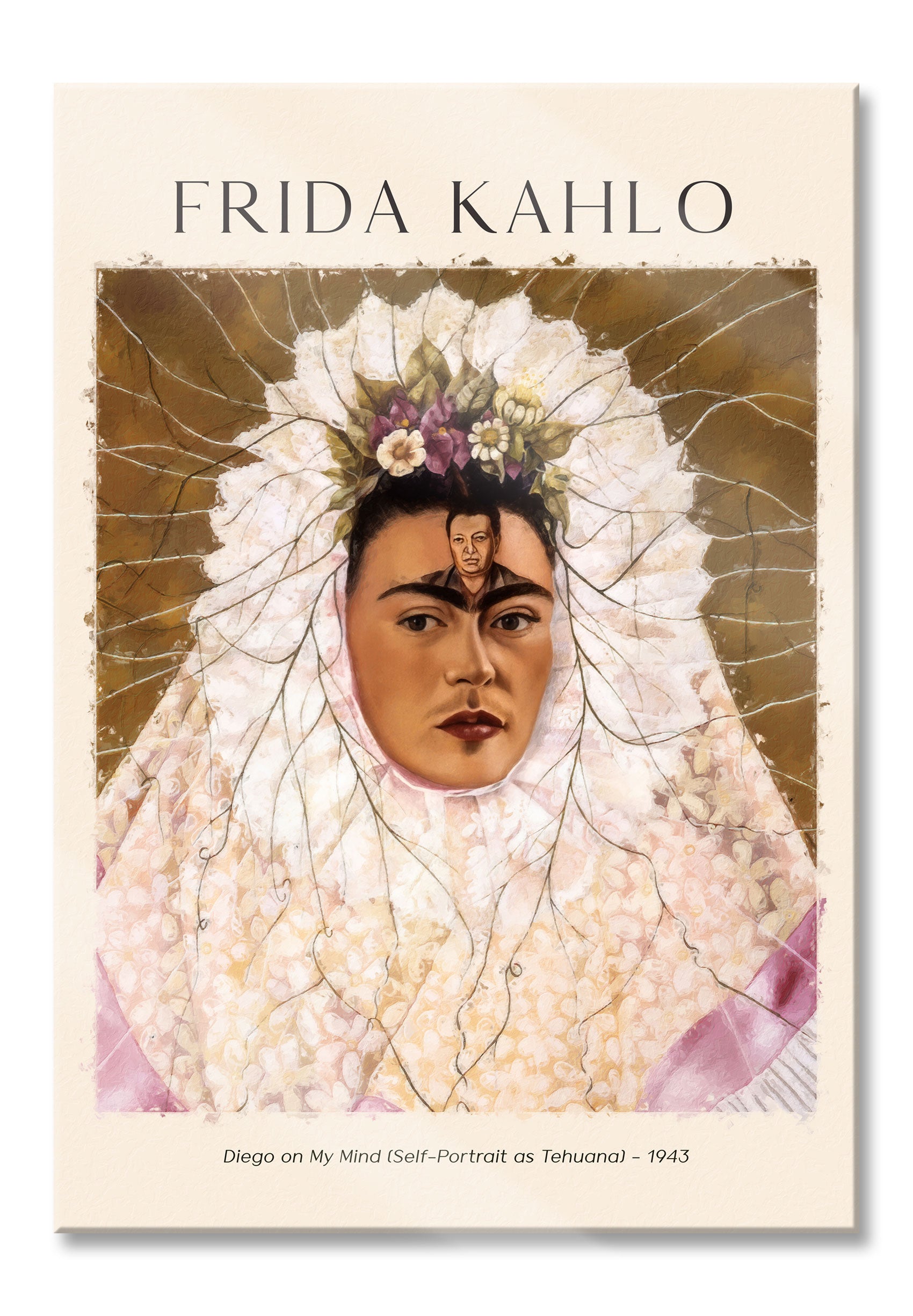 Art Portrait  - Frida Kahlo - Diego in meinen Gedanken , Glasbild