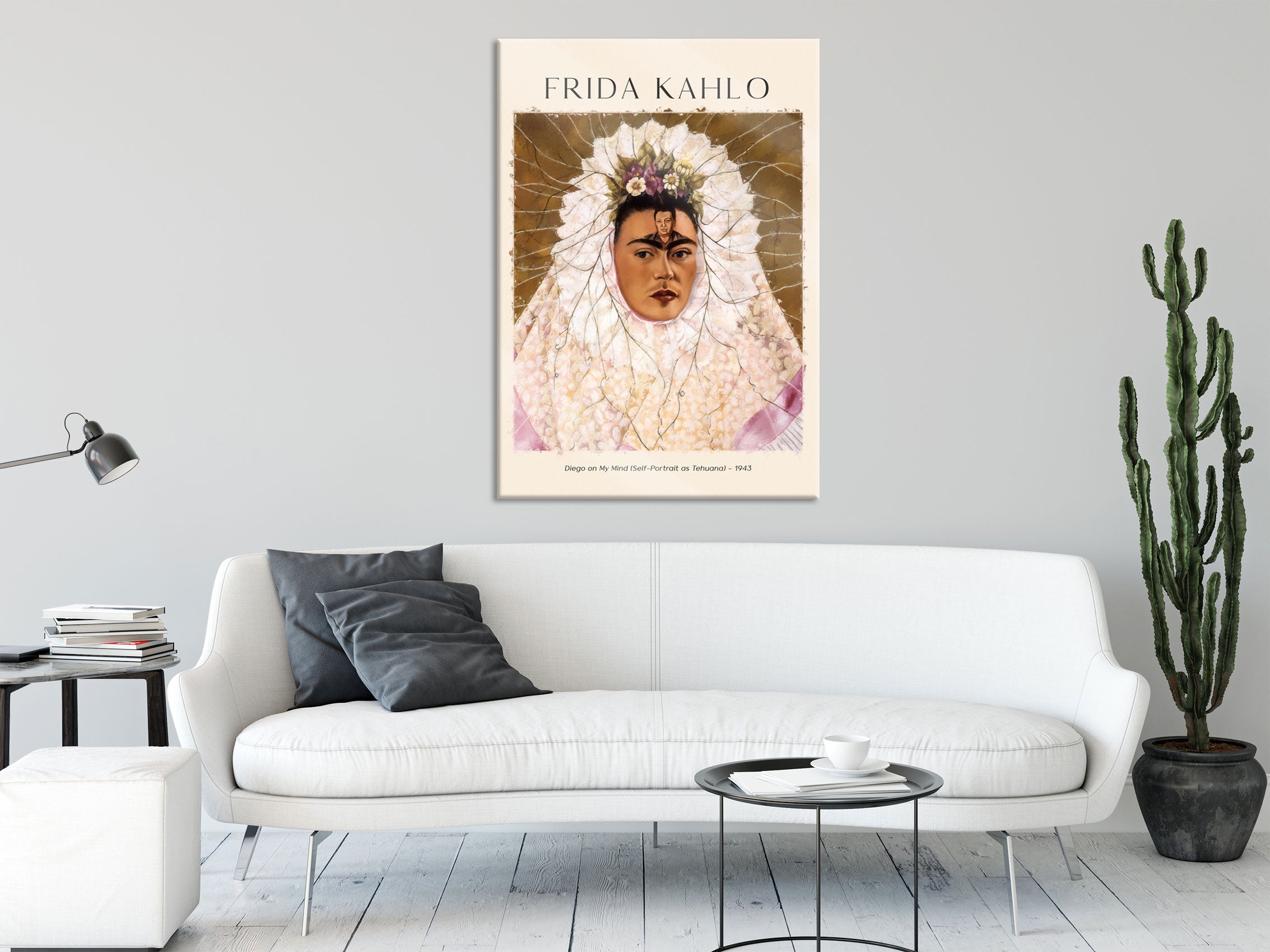 Art Portrait  - Frida Kahlo - Diego in meinen Gedanken , Glasbild