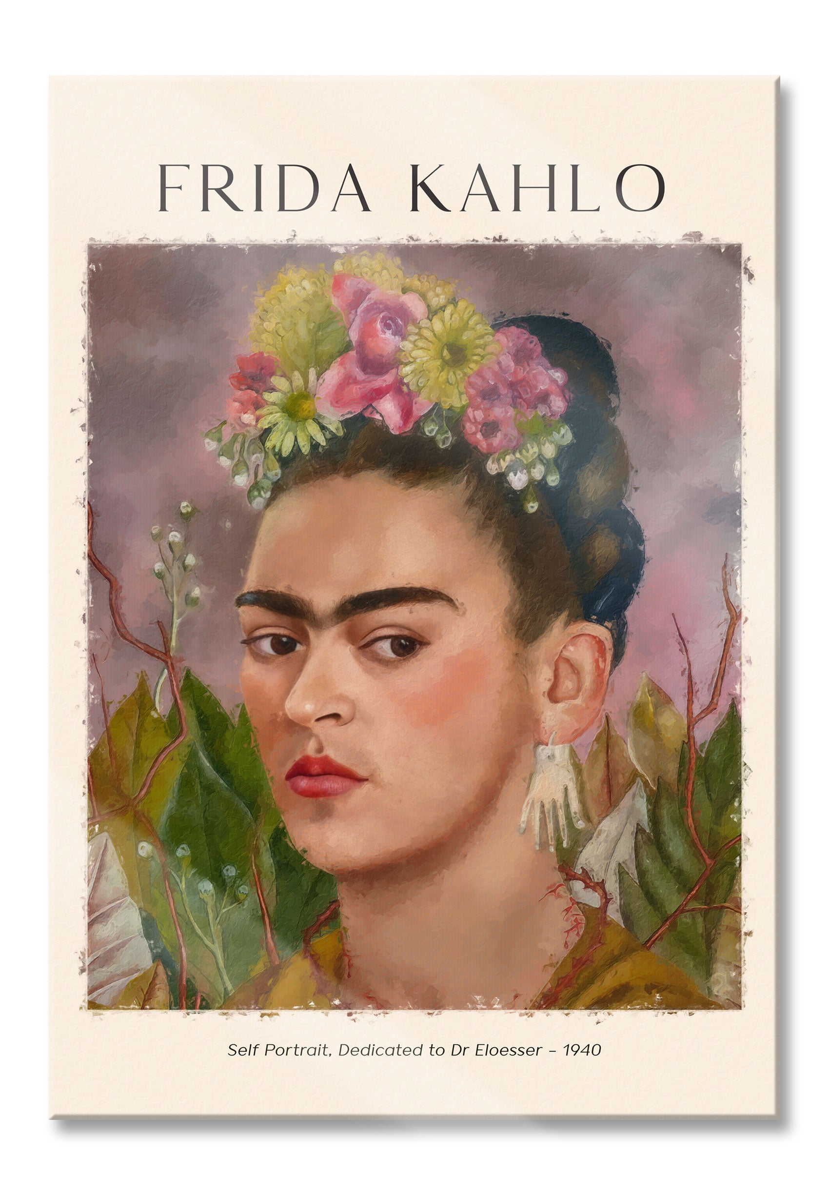 Art Portrait  - Frida Kahlo - Dr Eloesser gewidmet, Glasbild