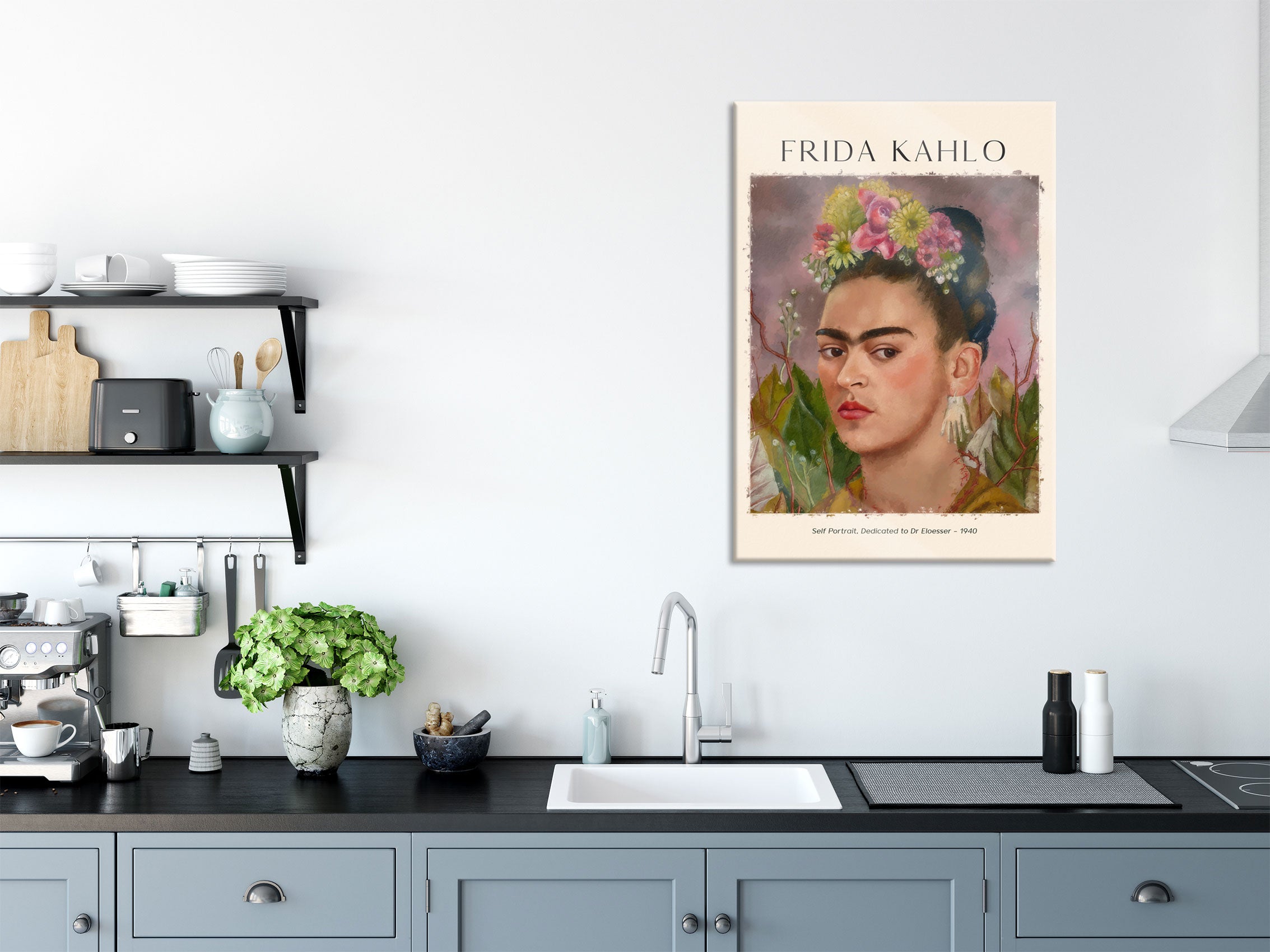 Art Portrait  - Frida Kahlo - Dr Eloesser gewidmet, Glasbild