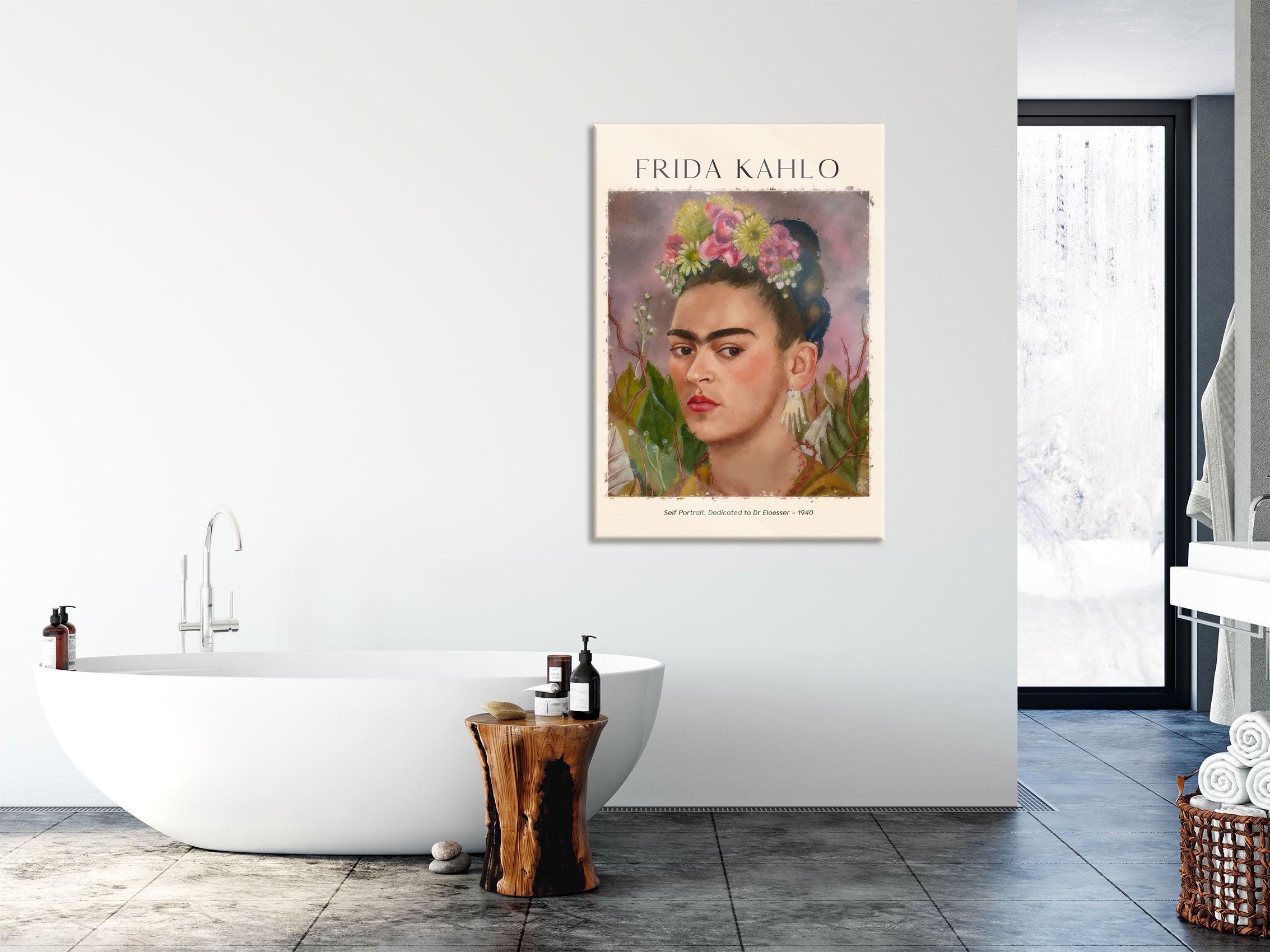 Art Portrait  - Frida Kahlo - Dr Eloesser gewidmet, Glasbild