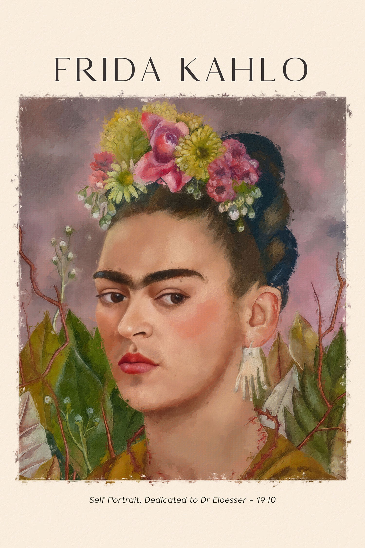 Art Portrait  - Frida Kahlo - Dr Eloesser gewidmet, Glasbild