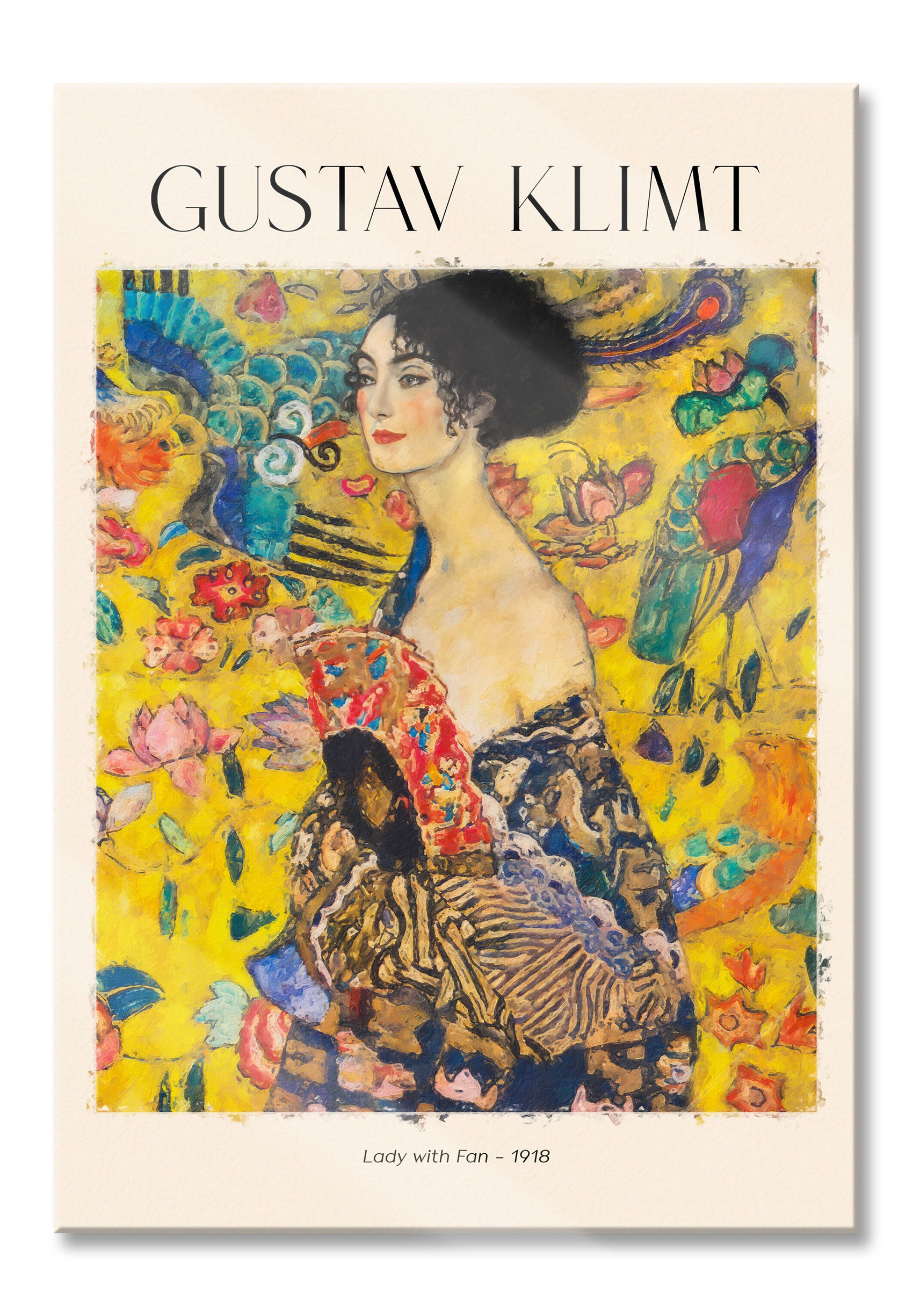 Art Portrait  - Gustav Klimt - Dame mit Fächer, Glasbild