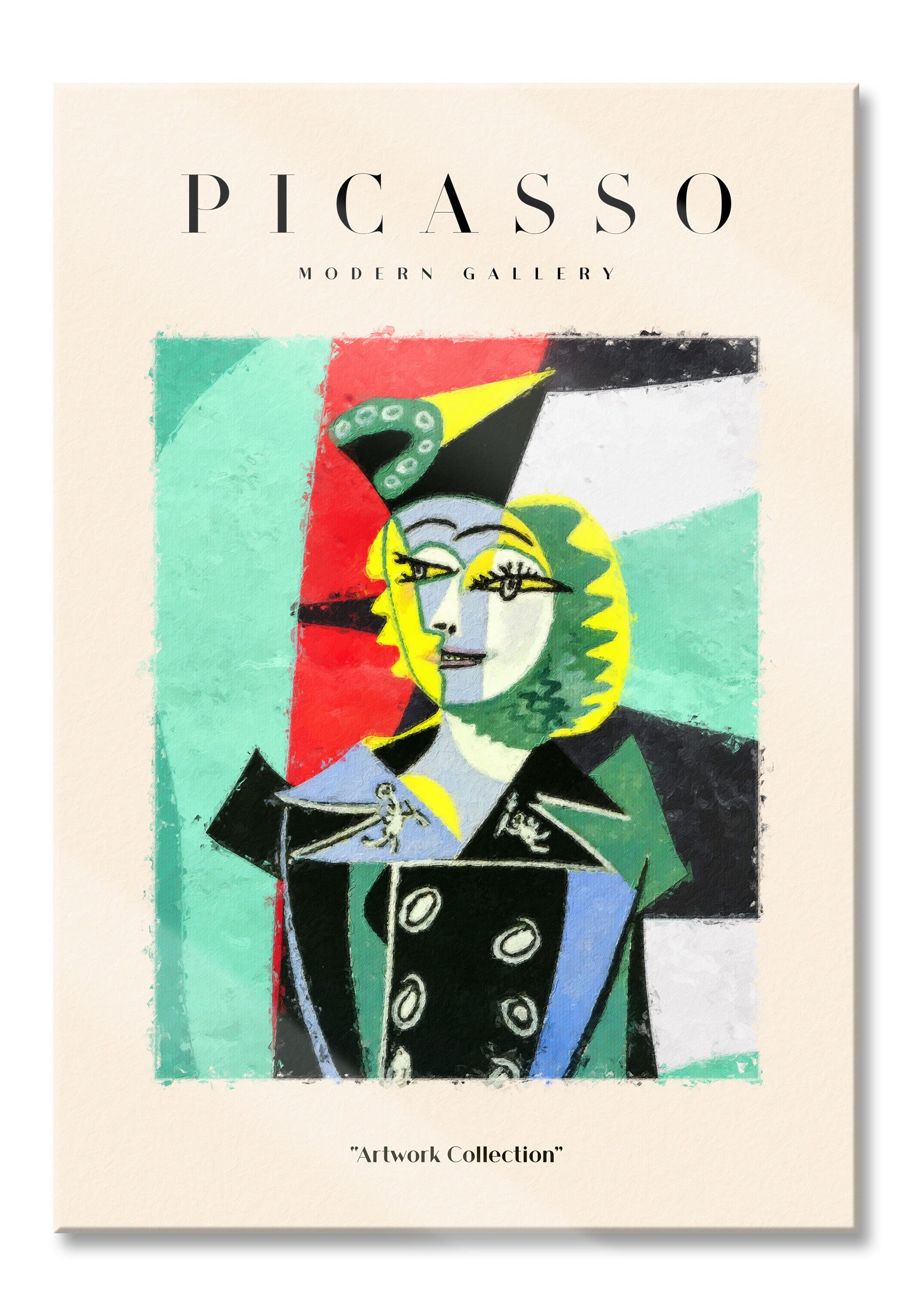 Picasso Art Collection  - Frau mit Hut I, Glasbild