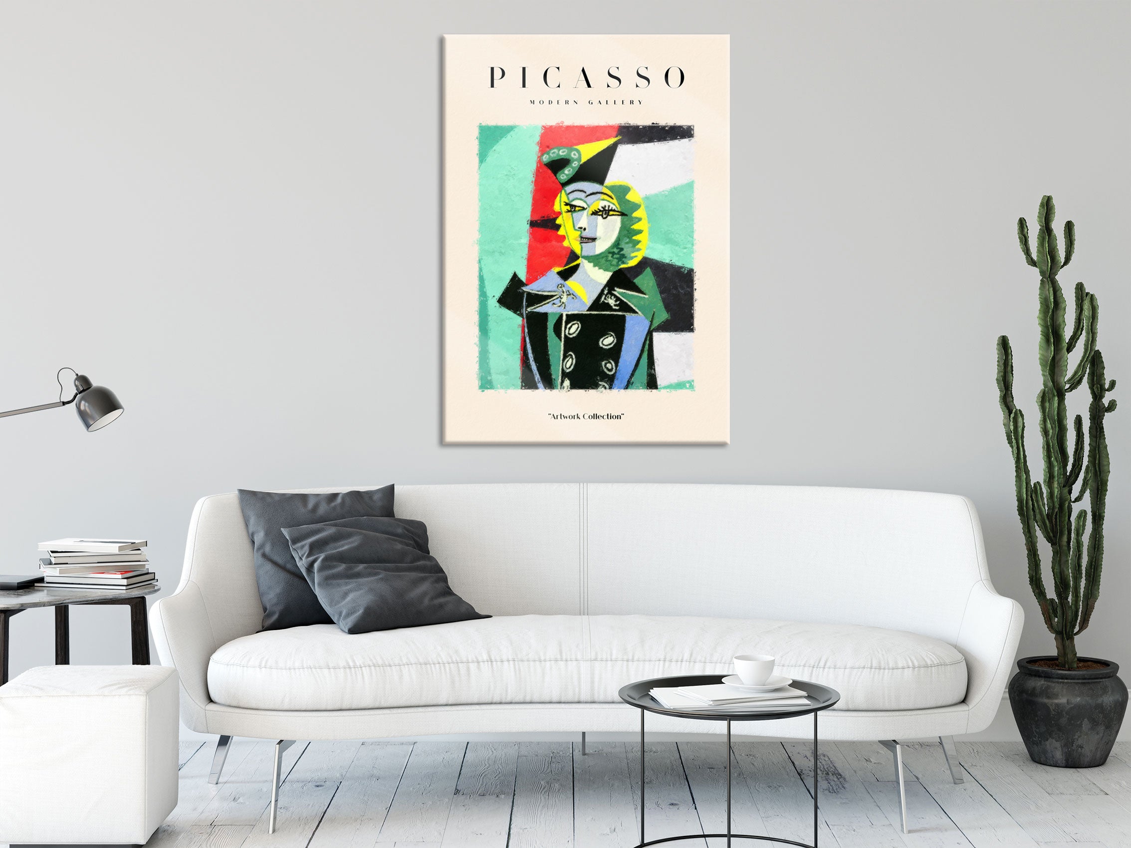 Picasso Art Collection  - Frau mit Hut I, Glasbild