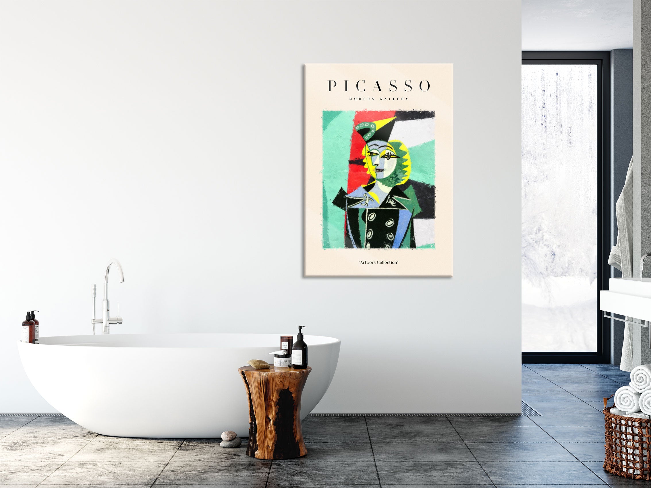 Picasso Art Collection  - Frau mit Hut I, Glasbild