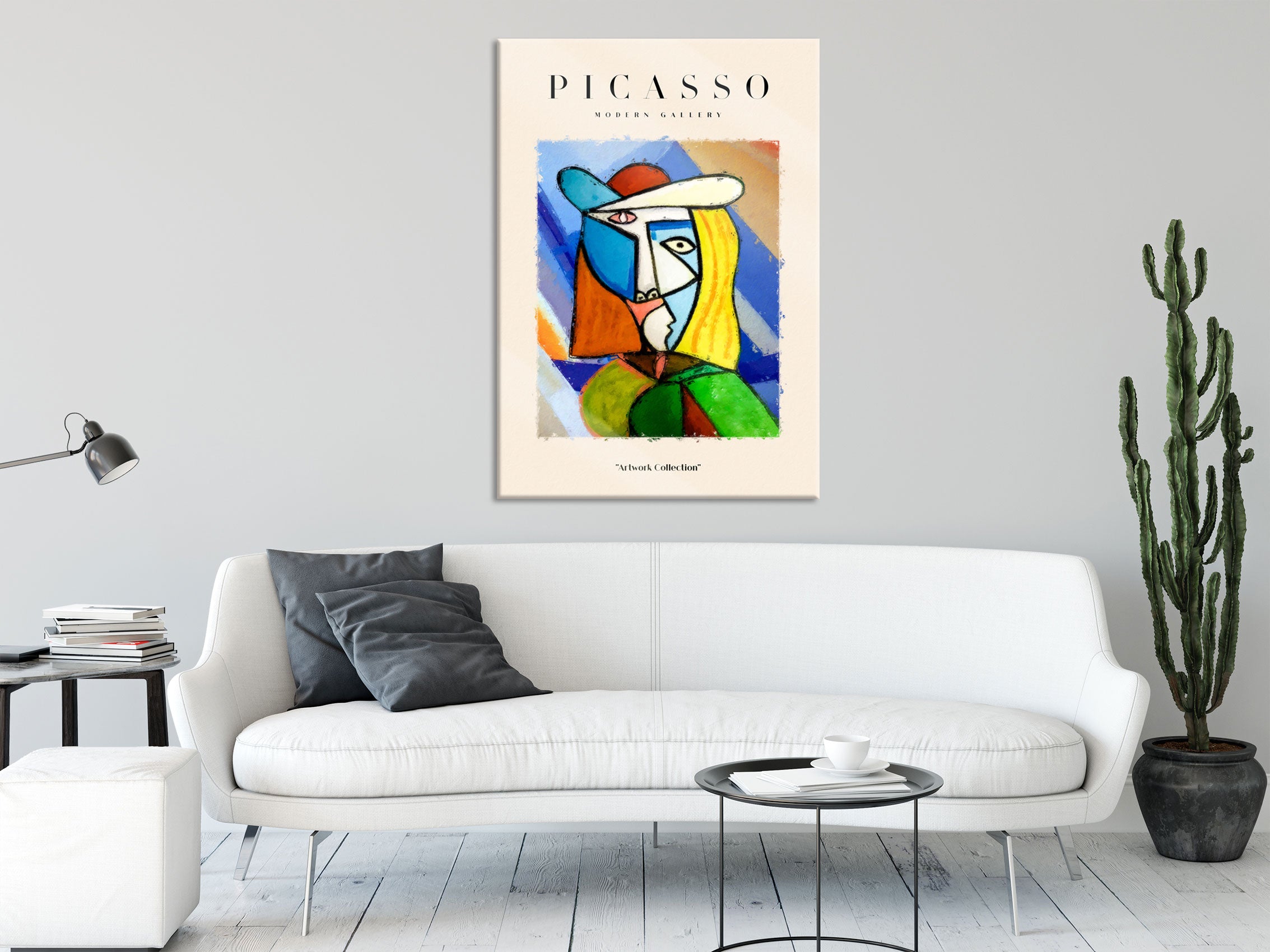 Picasso Art Collection  - Frau mit Hut III, Glasbild