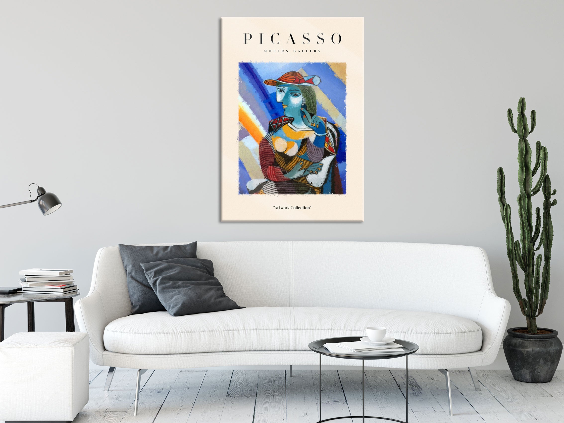 Picasso Art Collection  - Frau mit Hut IV, Glasbild