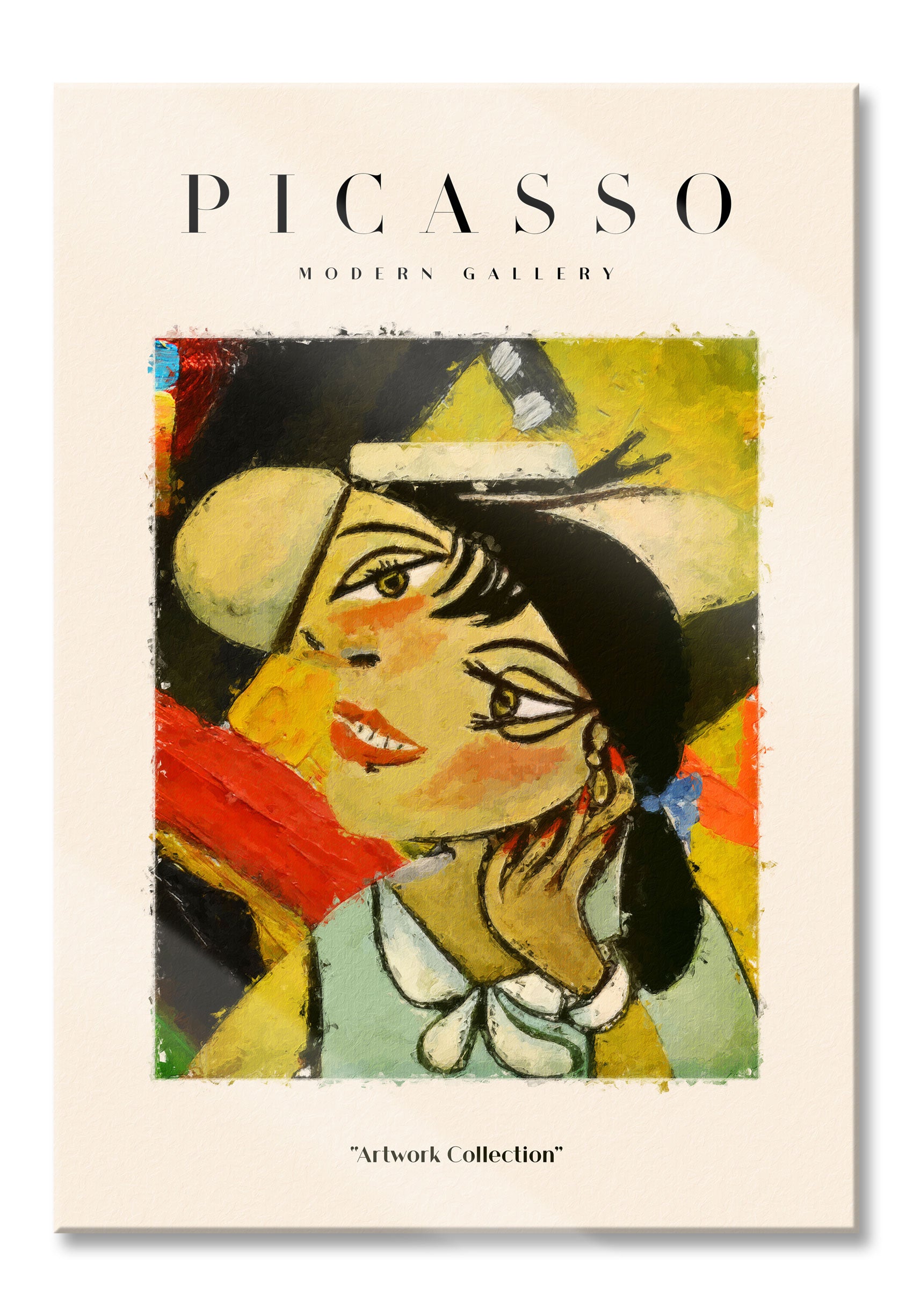 Picasso Art Collection  - Frau mit Kleid und Zopf, Glasbild