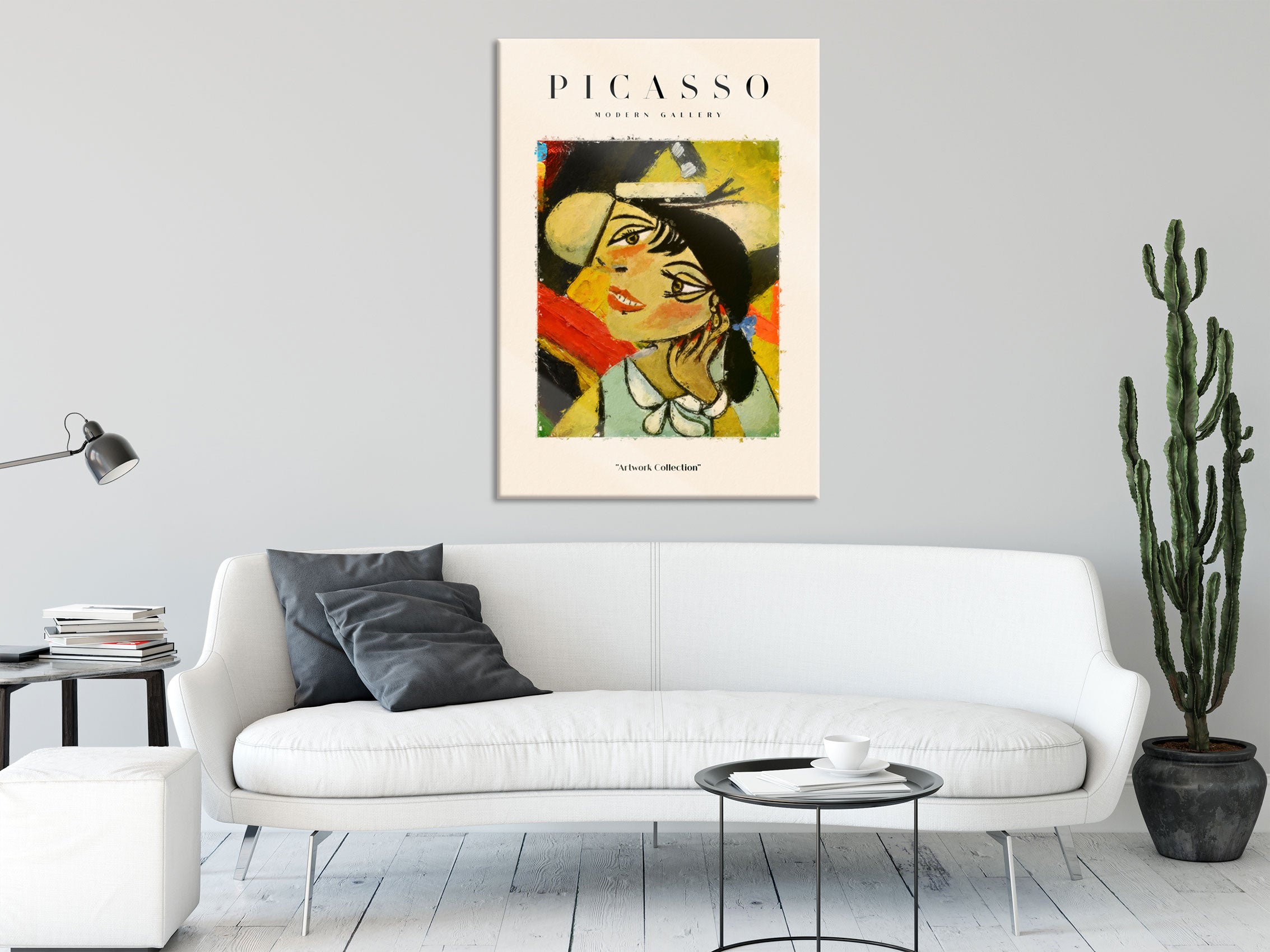 Picasso Art Collection  - Frau mit Kleid und Zopf, Glasbild