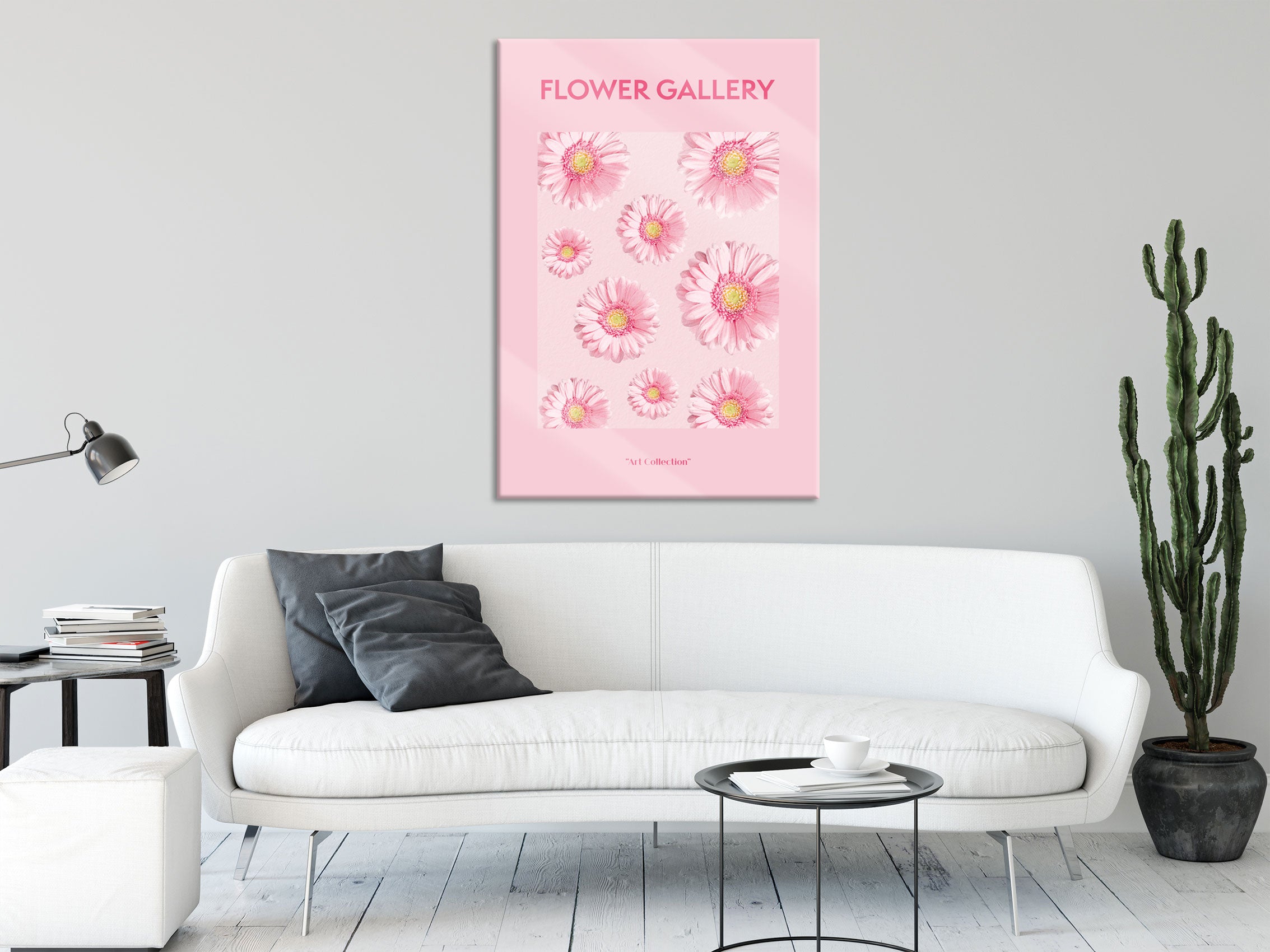 Flower Gallery  - Rosa Gerbera , Glasbild