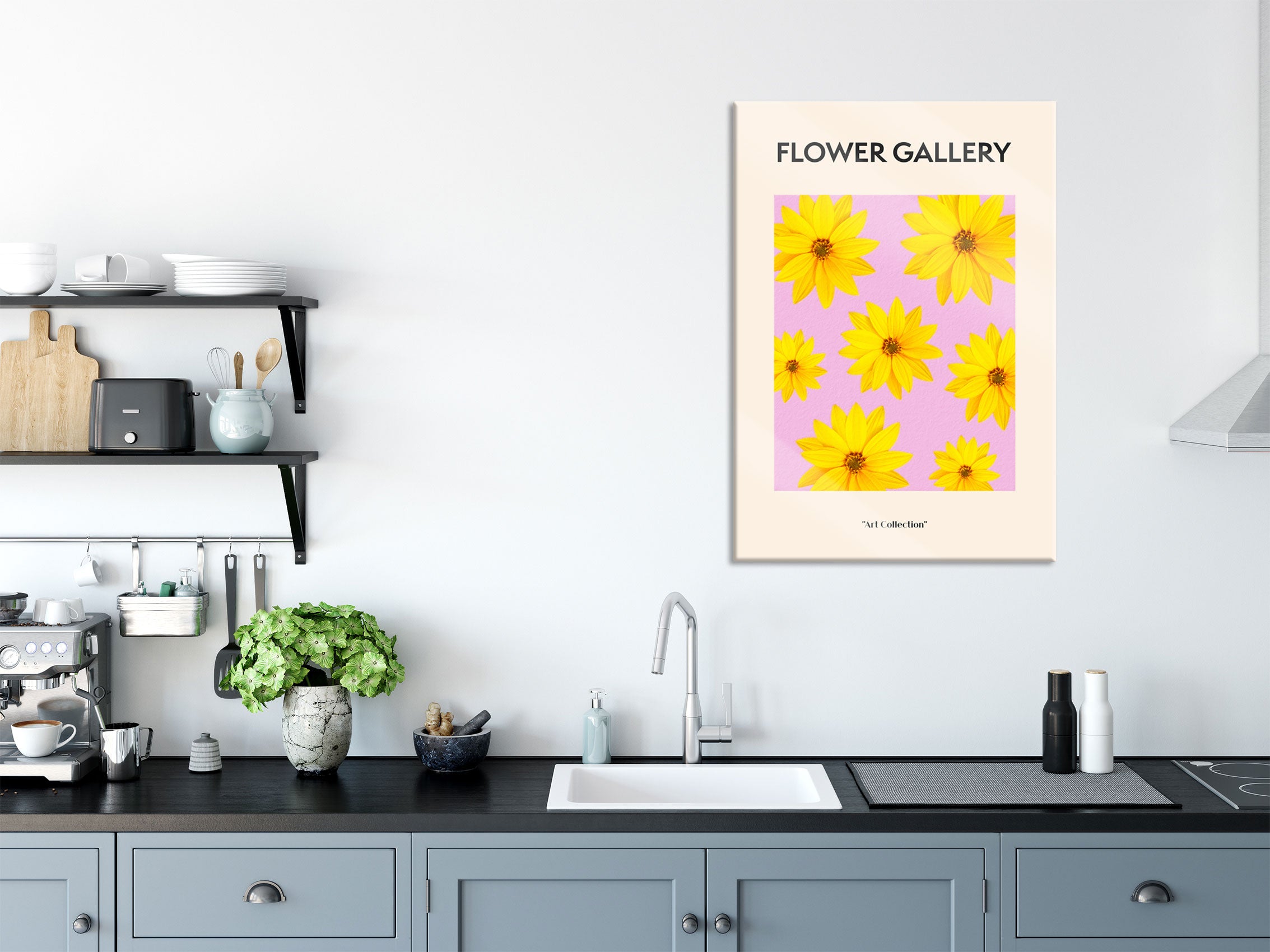 Flower Gallery  - Gelbe Topinambur, Glasbild