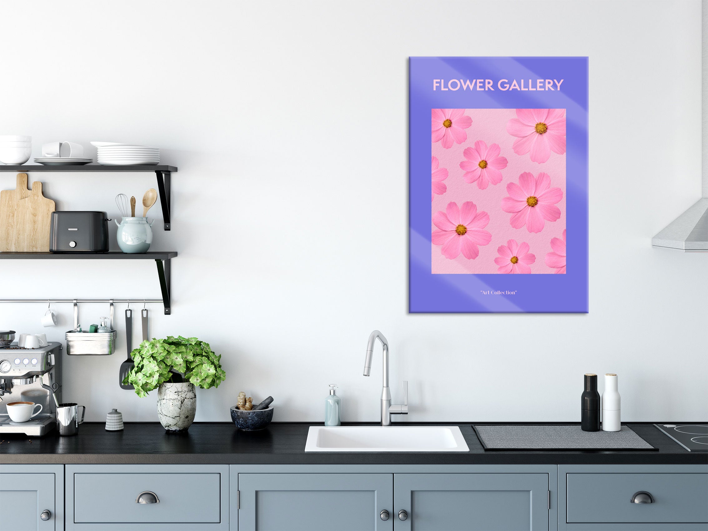 Flower Gallery  - Rosa Kosmos Cosmos Rose, Glasbild