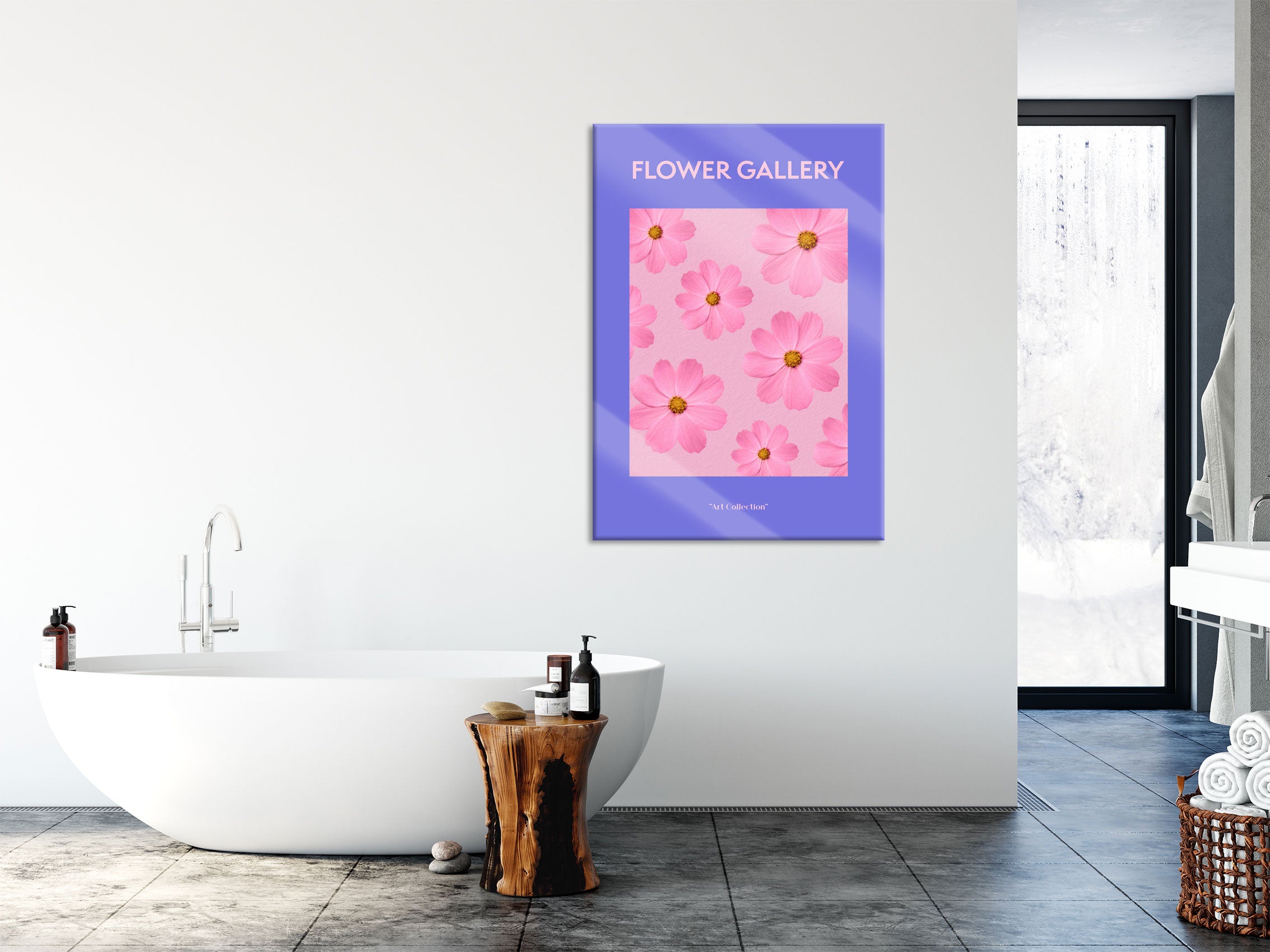 Flower Gallery  - Rosa Kosmos Cosmos Rose, Glasbild