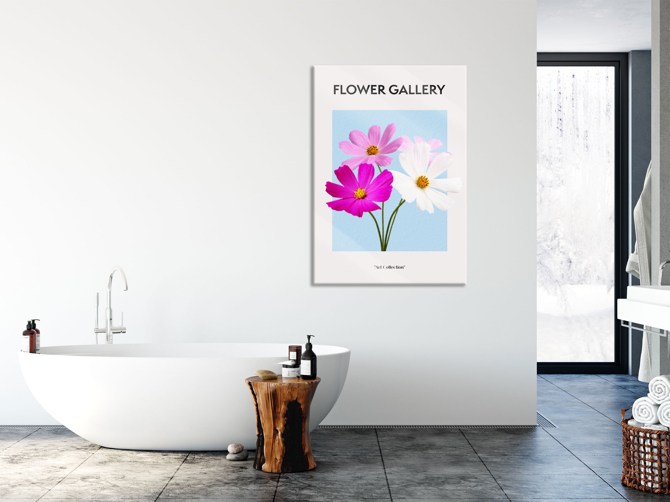 Flower Gallery  - Kosmos Cosmos Rose, Glasbild