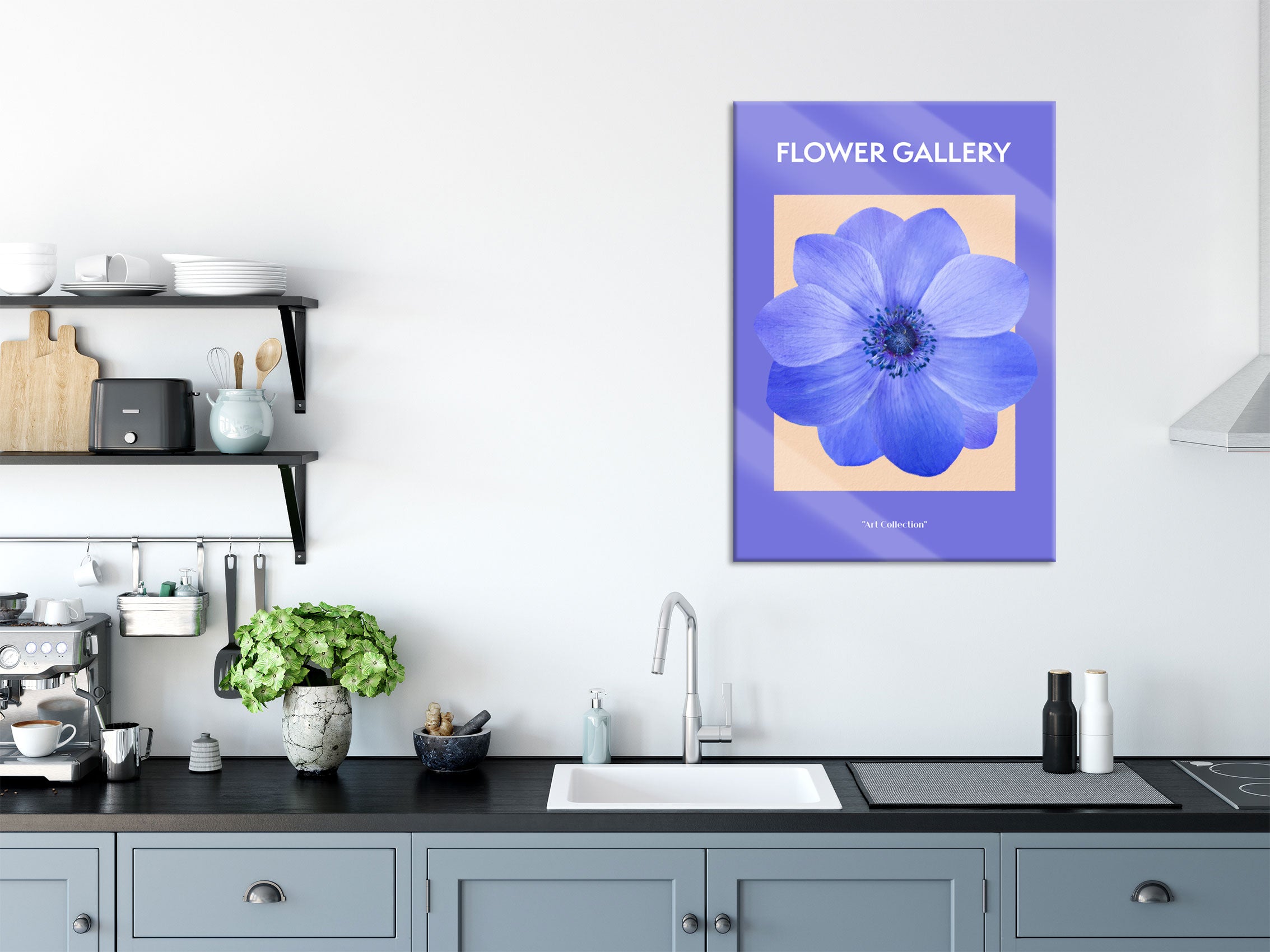 Flower Gallery  - Lila Anemone Flieder, Glasbild