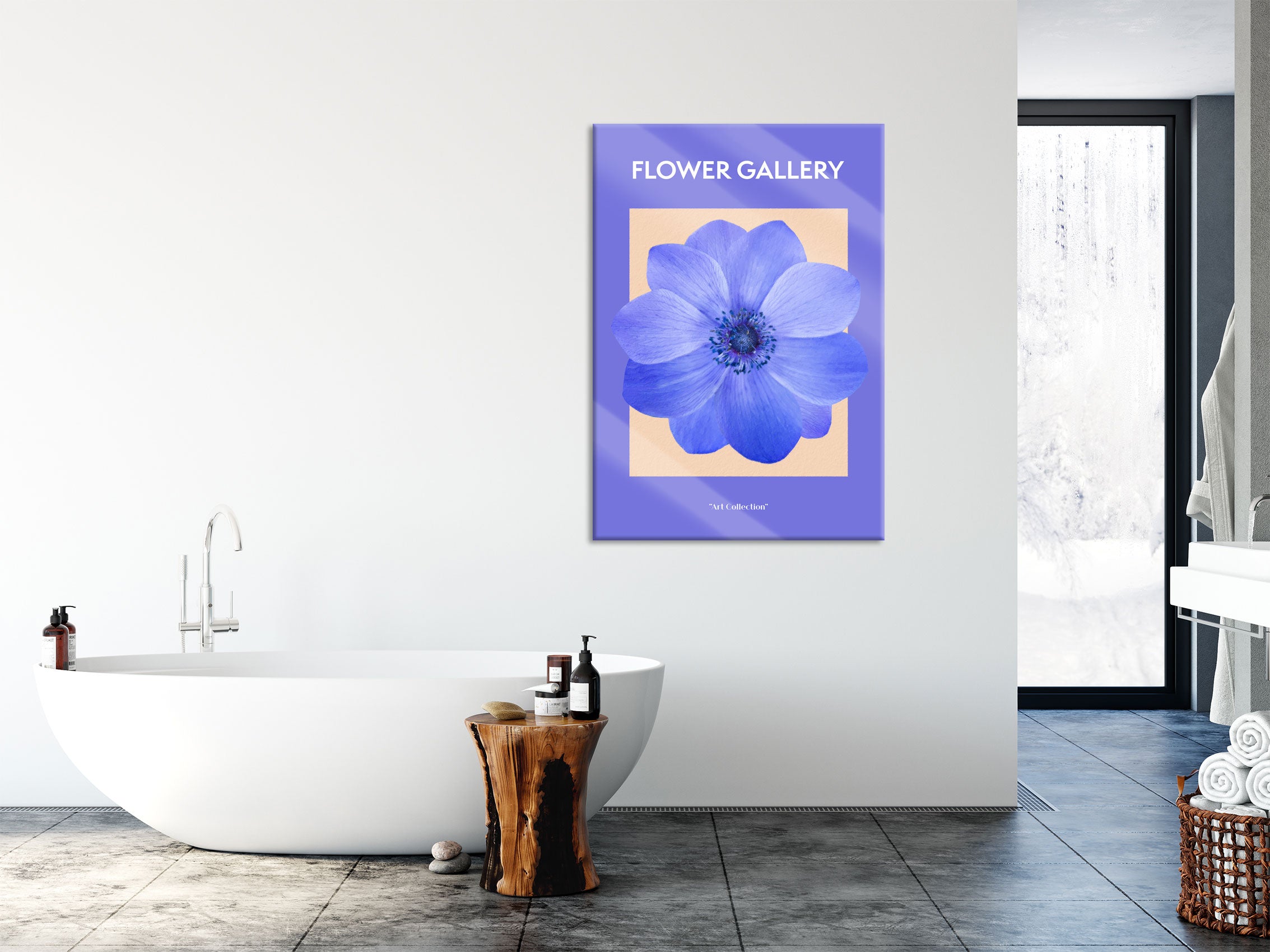 Flower Gallery  - Lila Anemone Flieder, Glasbild