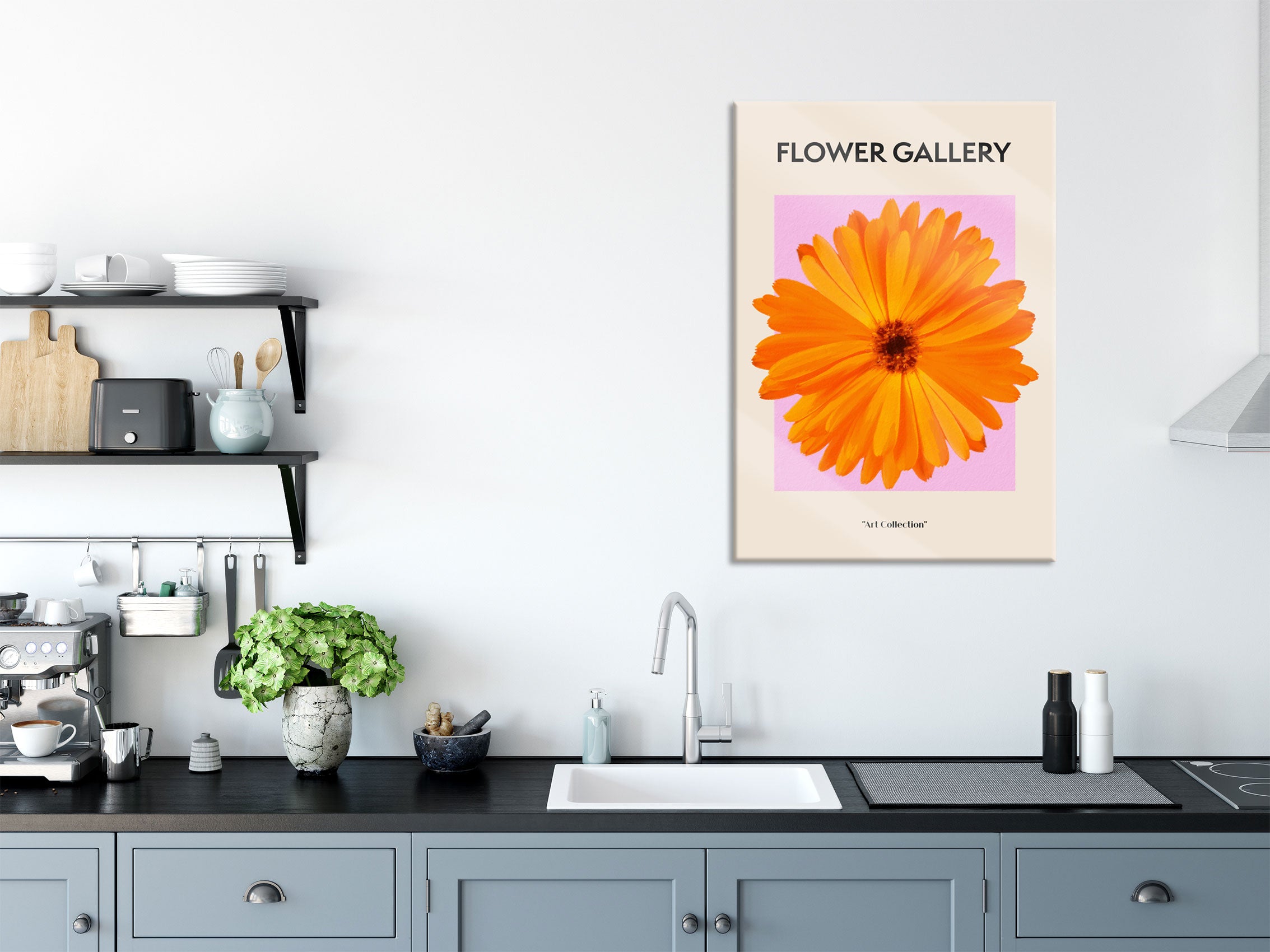 Flower Gallery  - Orange Ringelblume, Glasbild