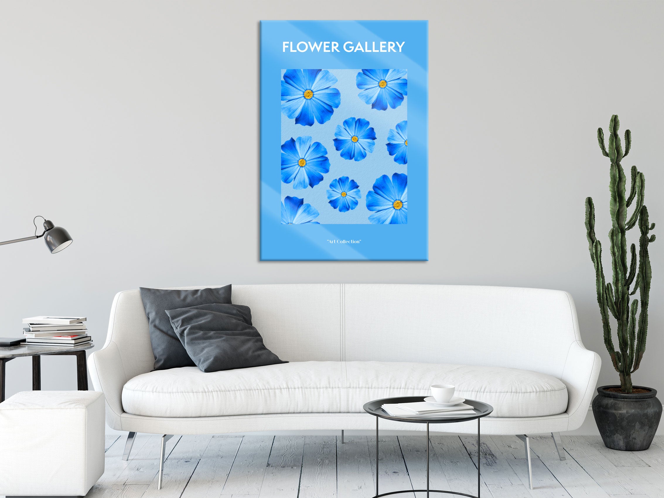 Flower Gallery  - Blaue Kosmos Cosmos Rose, Glasbild