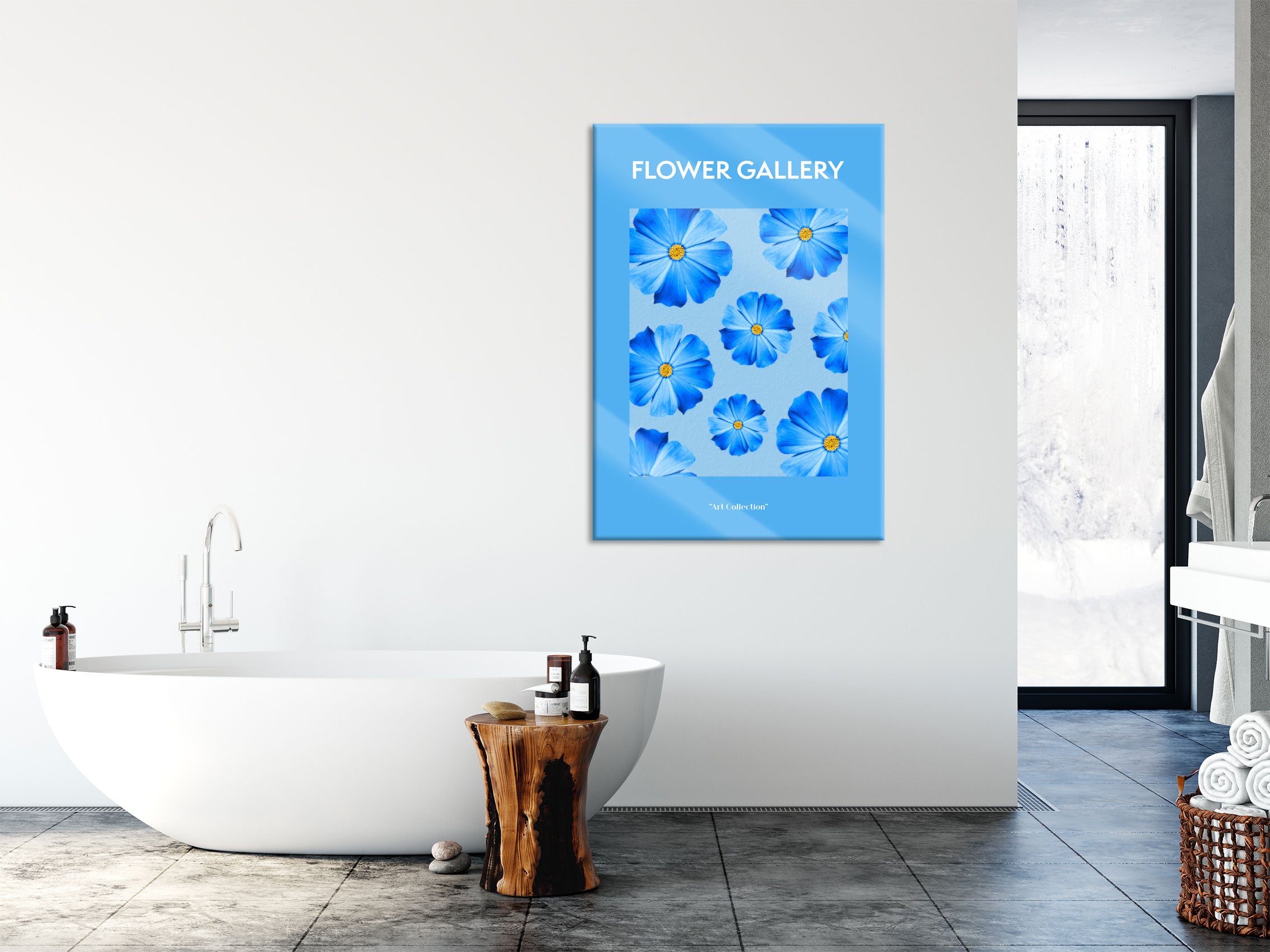 Flower Gallery  - Blaue Kosmos Cosmos Rose, Glasbild