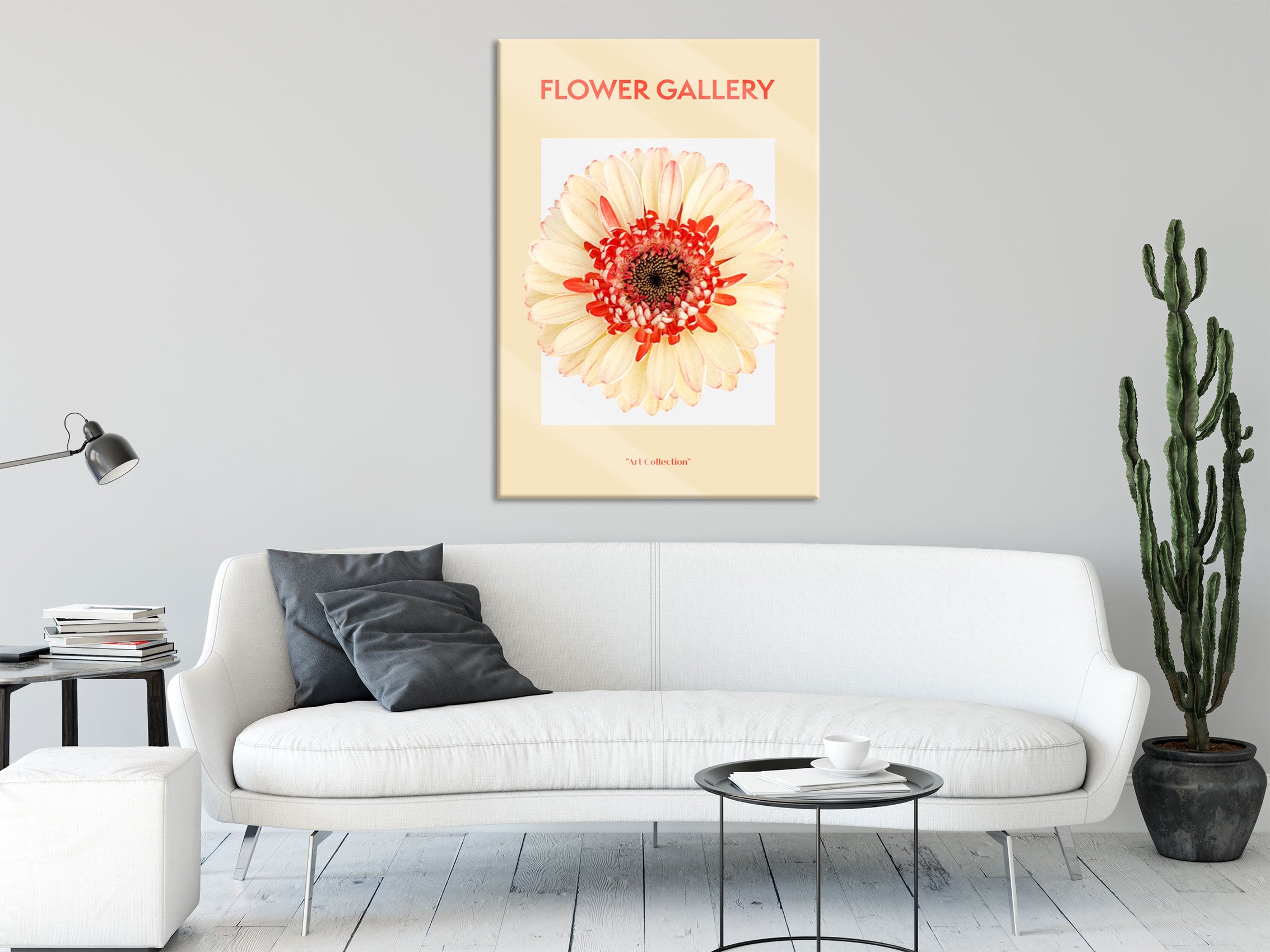 Flower Gallery  - Pfirsich Gerbera , Glasbild