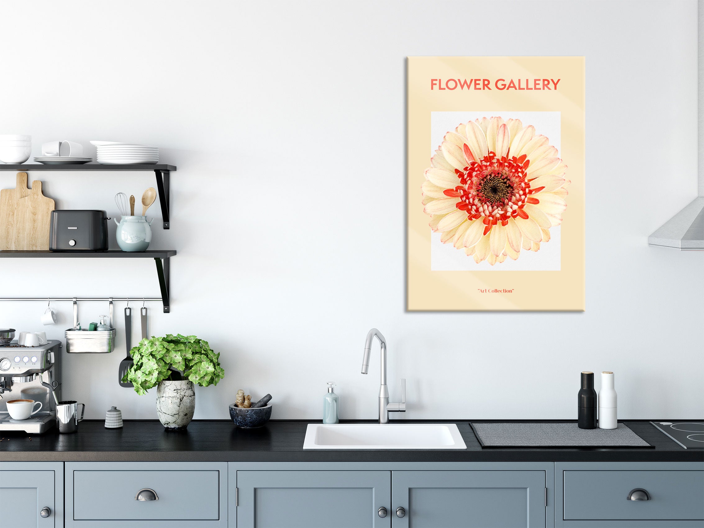 Flower Gallery  - Pfirsich Gerbera , Glasbild