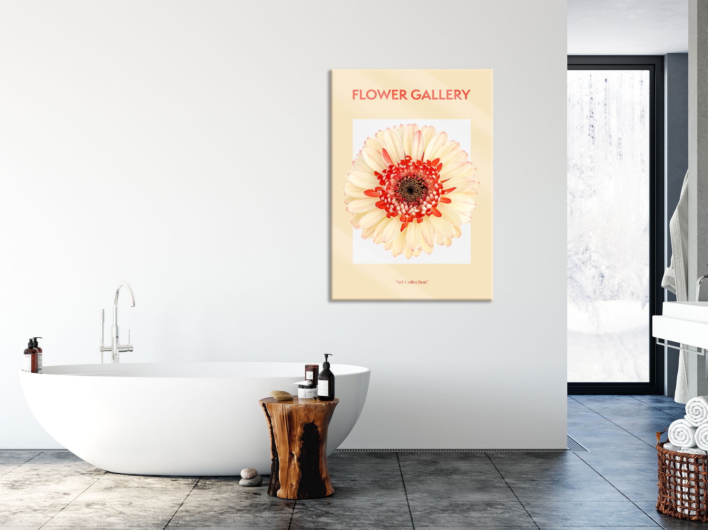 Flower Gallery  - Pfirsich Gerbera , Glasbild