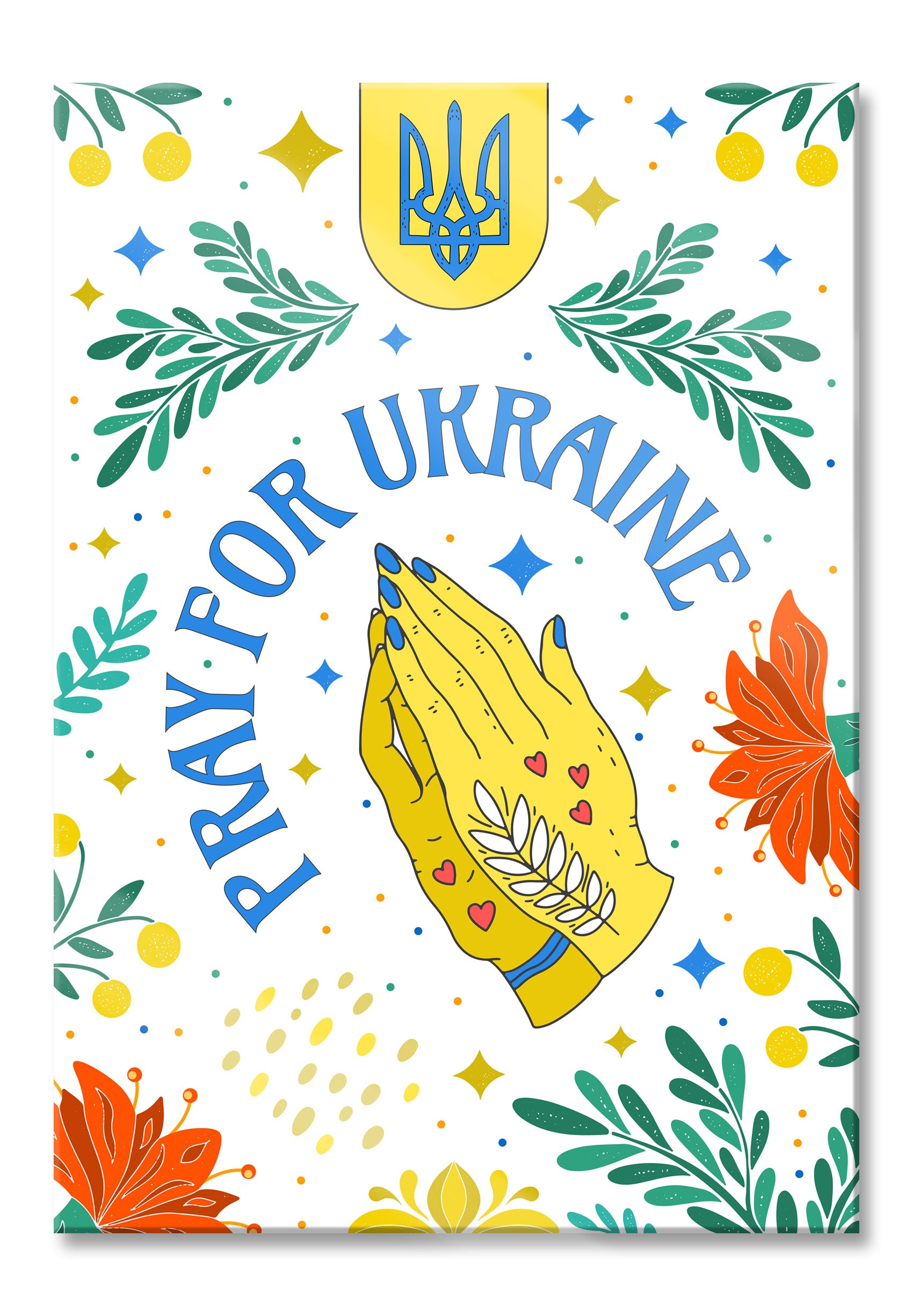 Hippie Art  - Pray for Ukraine, Glasbild