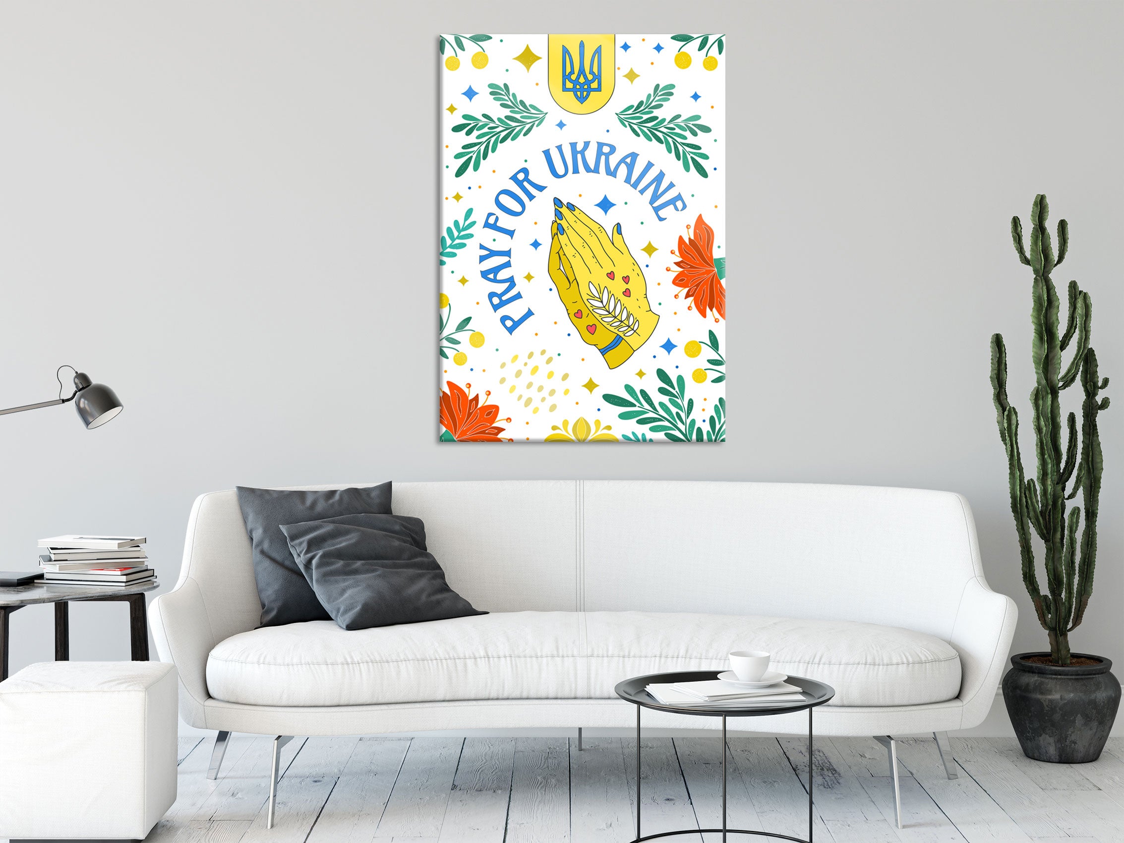 Hippie Art  - Pray for Ukraine, Glasbild