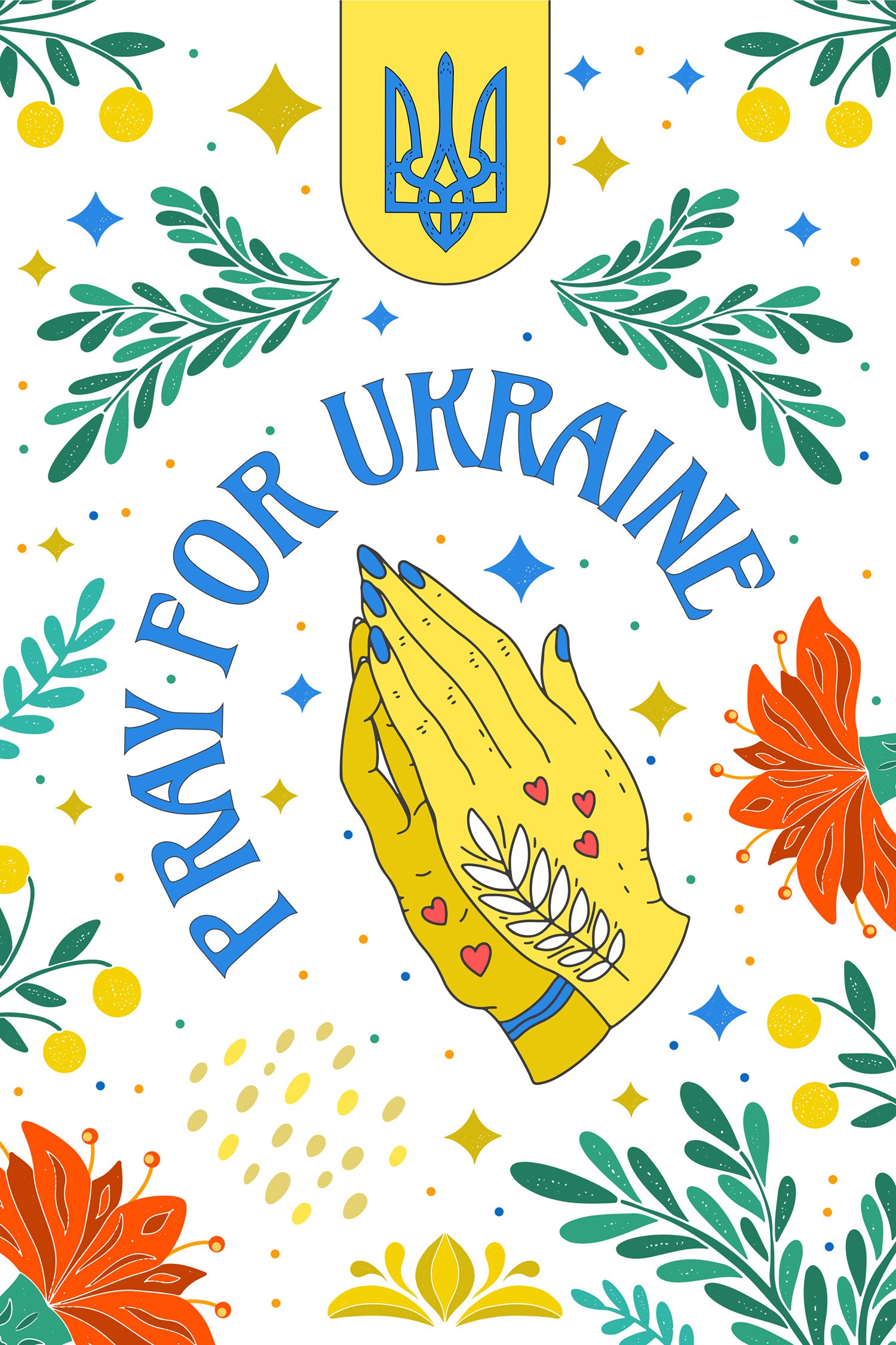 Hippie Art  - Pray for Ukraine, Glasbild