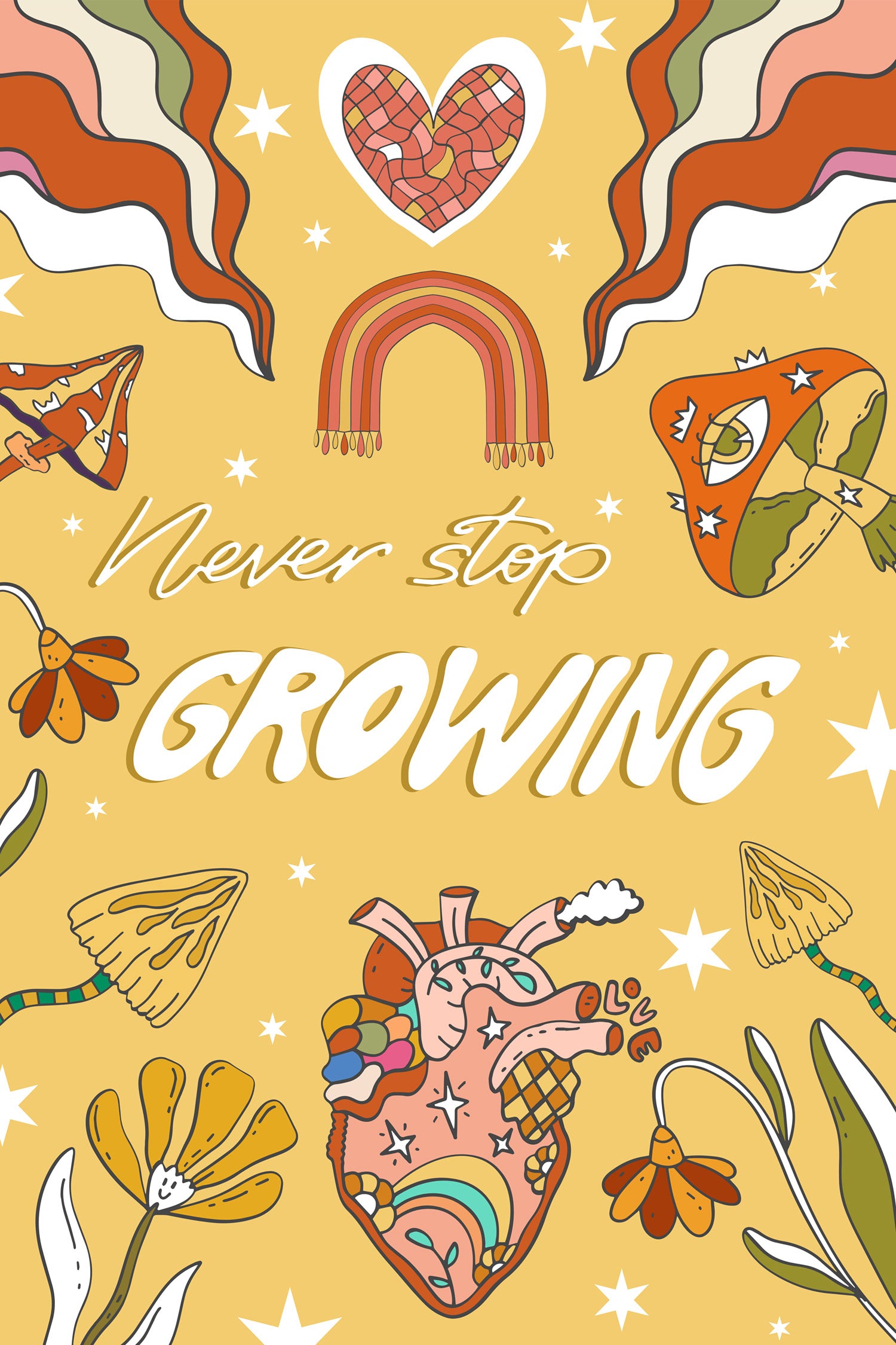 Hippie Art  - Never Stop Growing, Glasbild