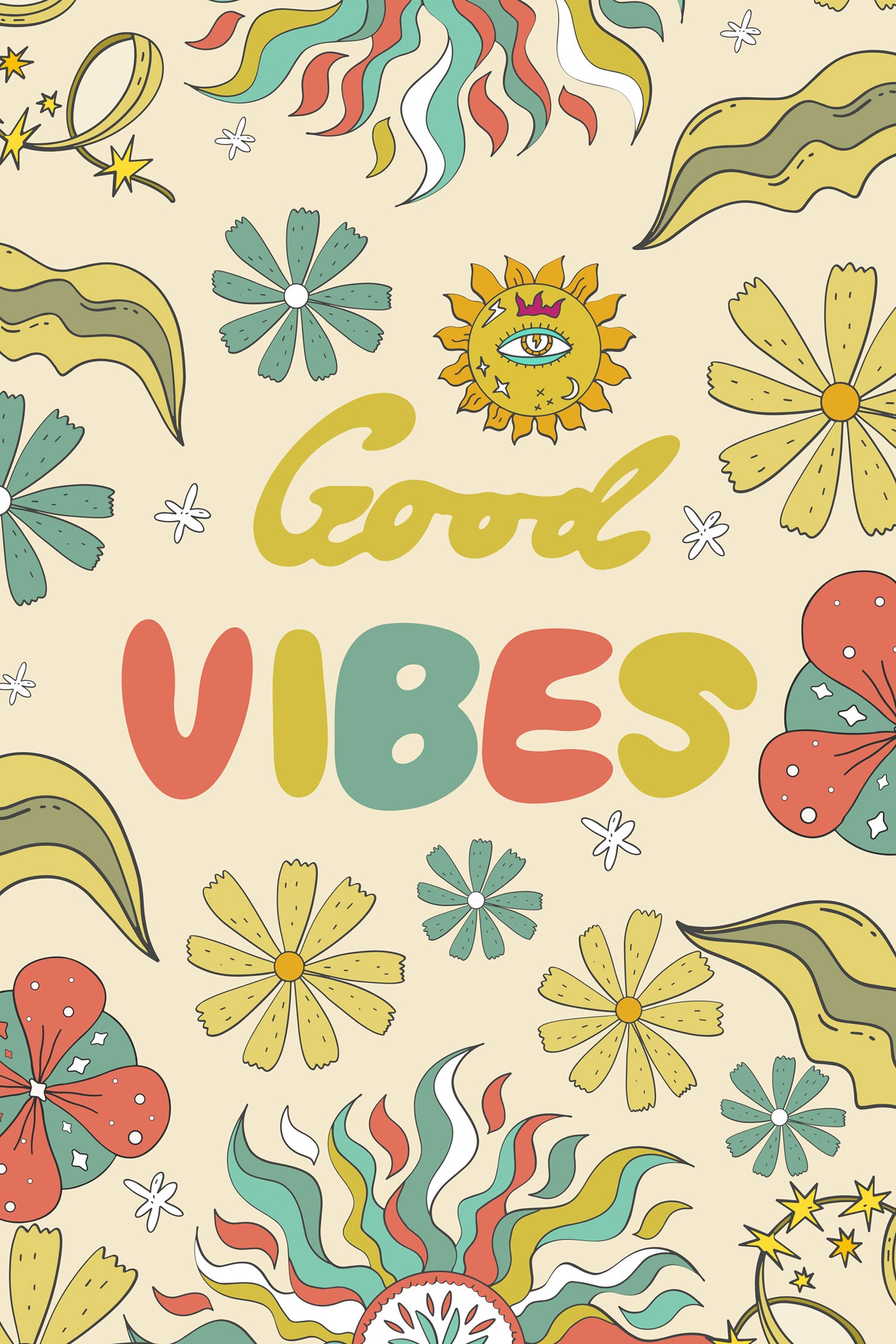 Hippie Art  - Good Vibes, Glasbild