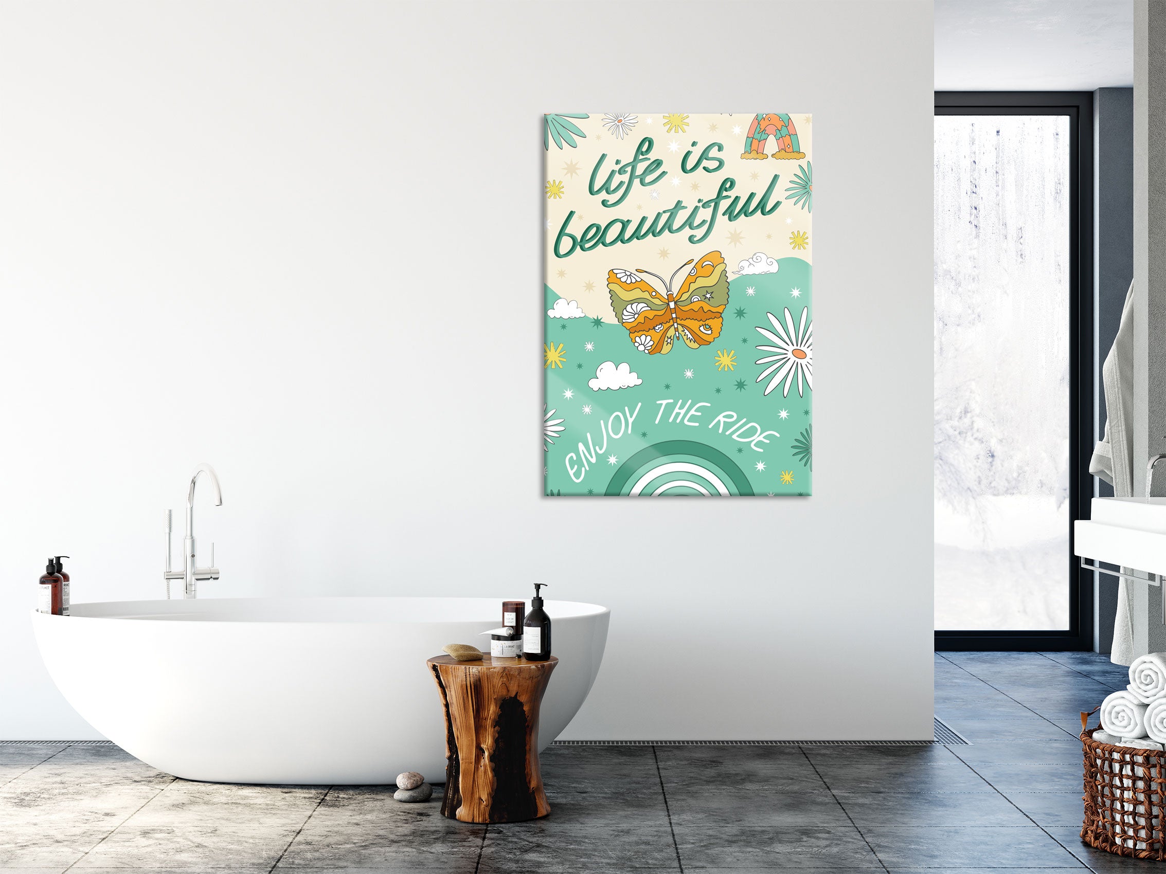 Hippie Art  - Life is beautiful, Glasbild