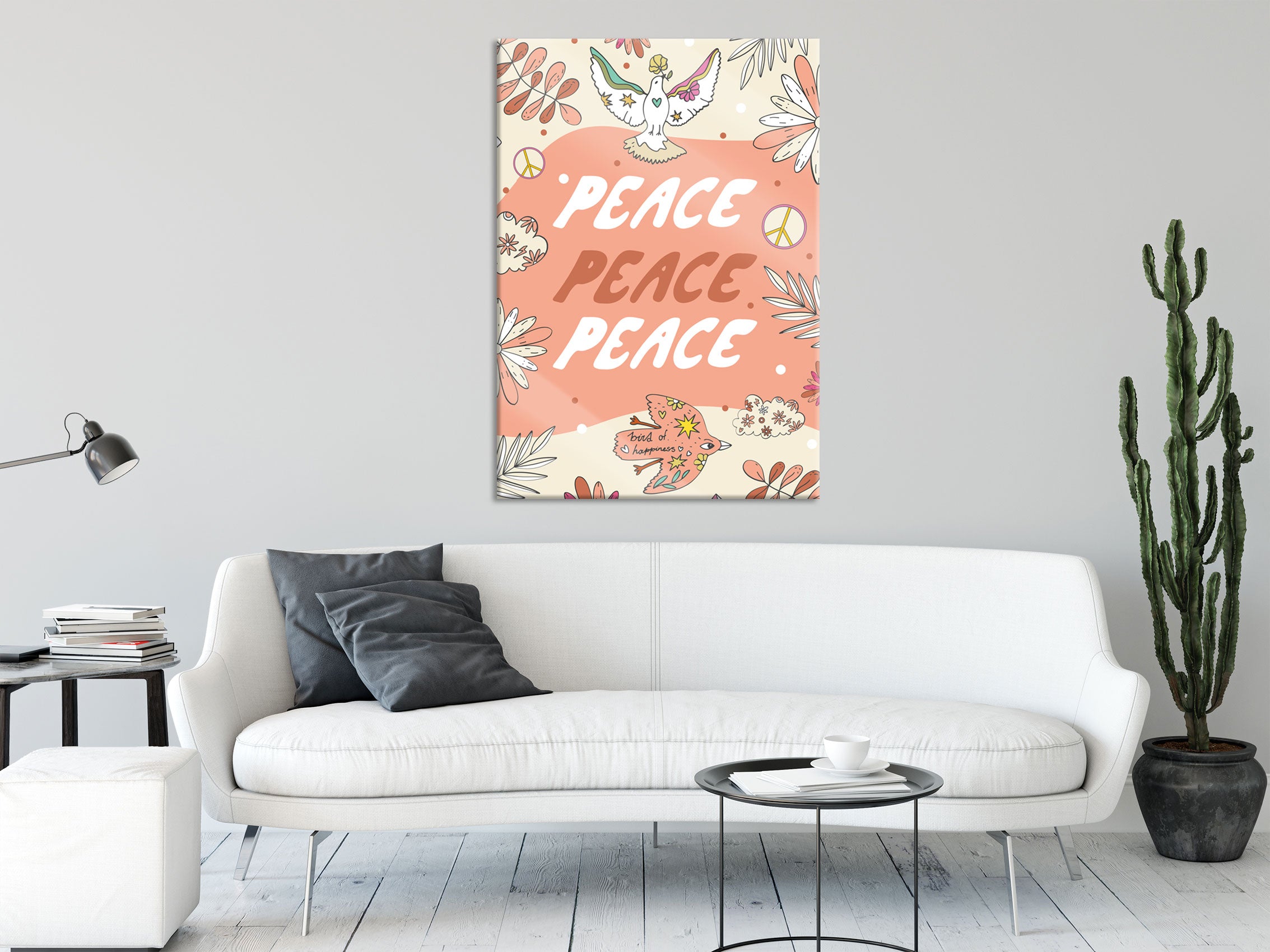 Hippie Art  - Peace I, Glasbild