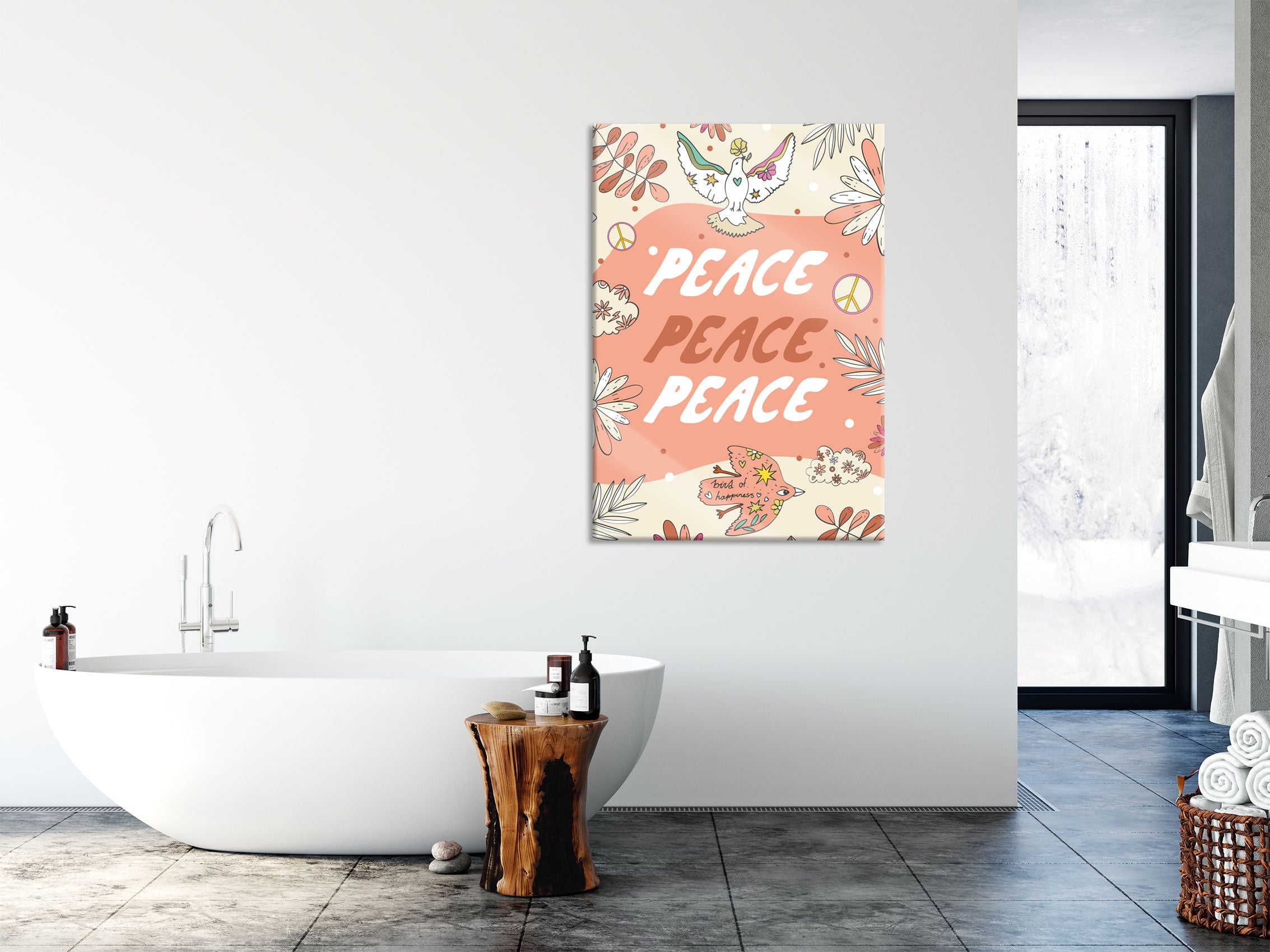 Hippie Art  - Peace I, Glasbild