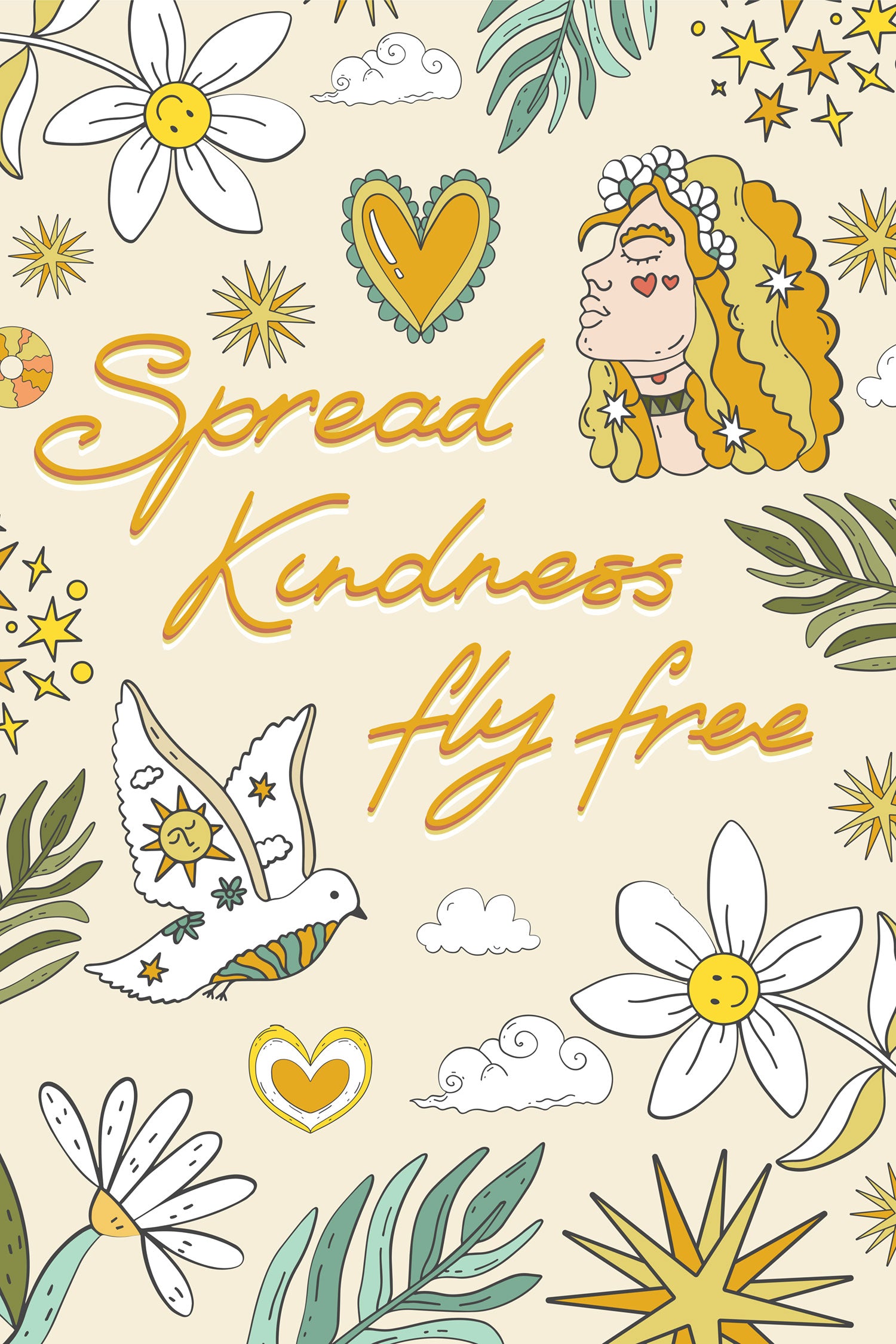 Hippie Art  - Spread Kindness, Glasbild