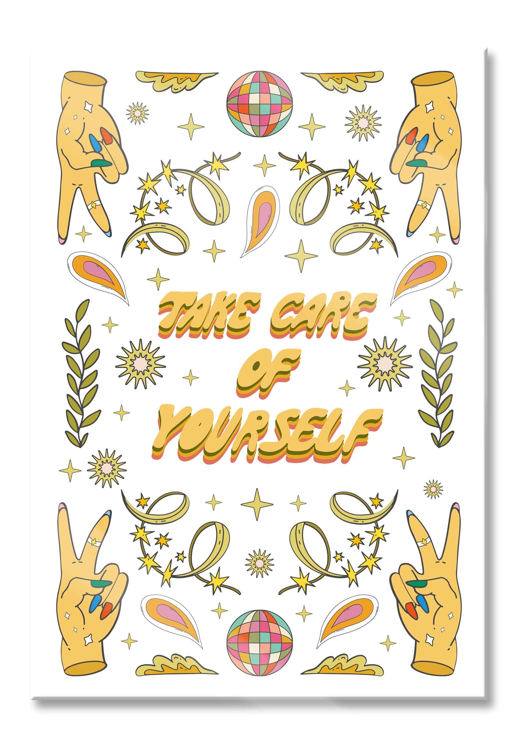 Hippie Art  - Take care of yourself, Glasbild