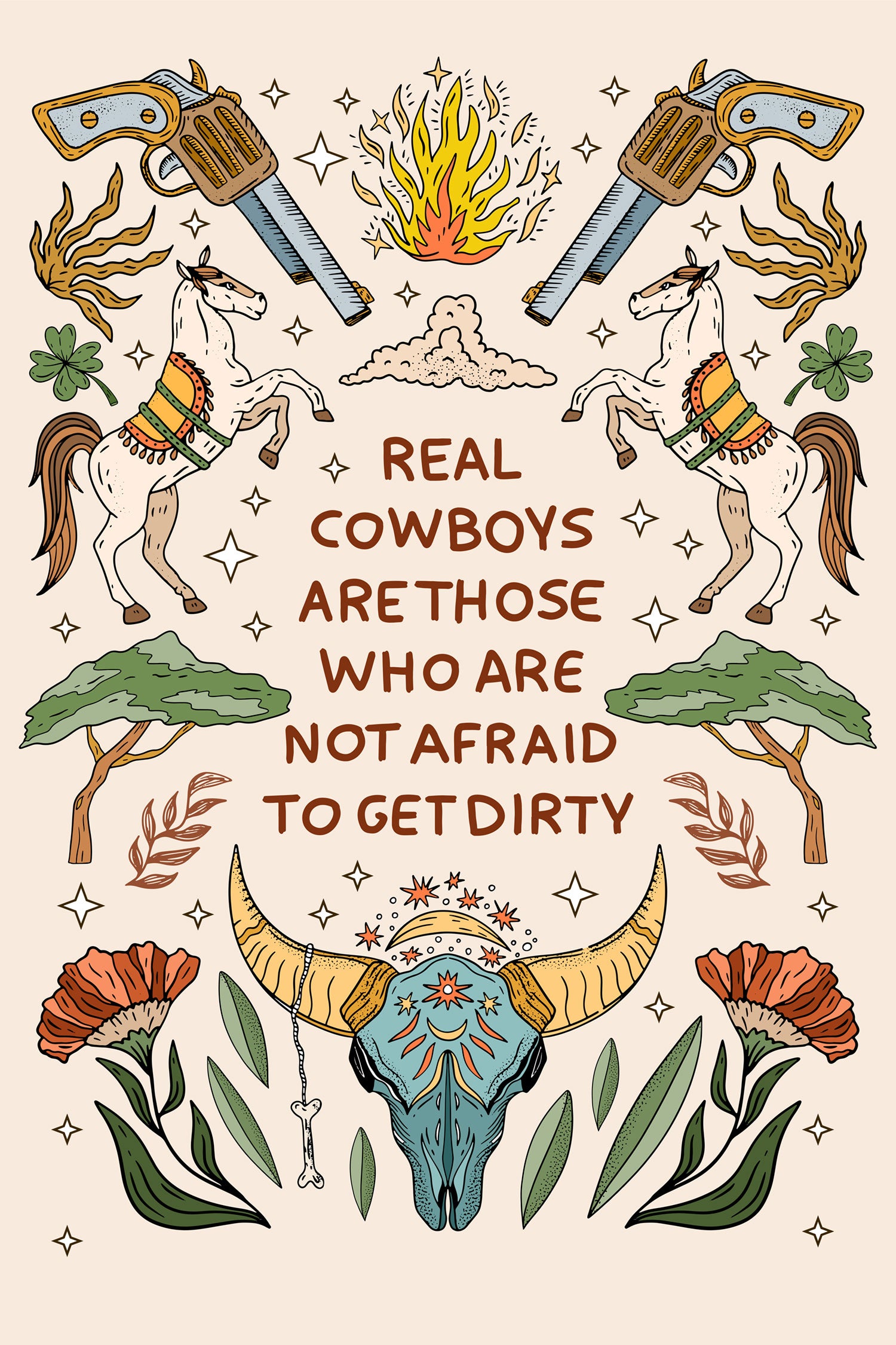 Hippie Art  - Real Cowboys, Glasbild