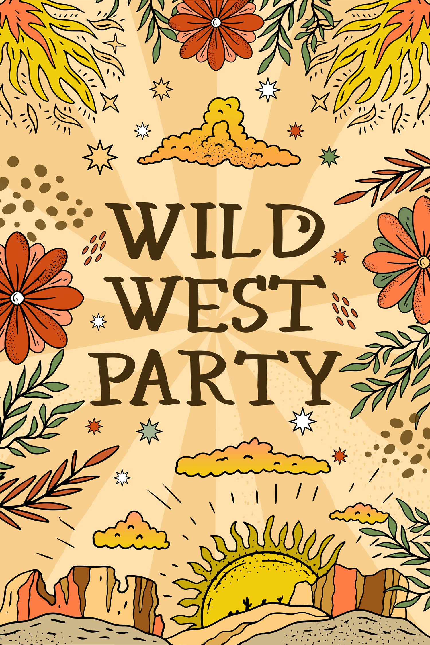 Hippie Art  - Wild West Party, Glasbild