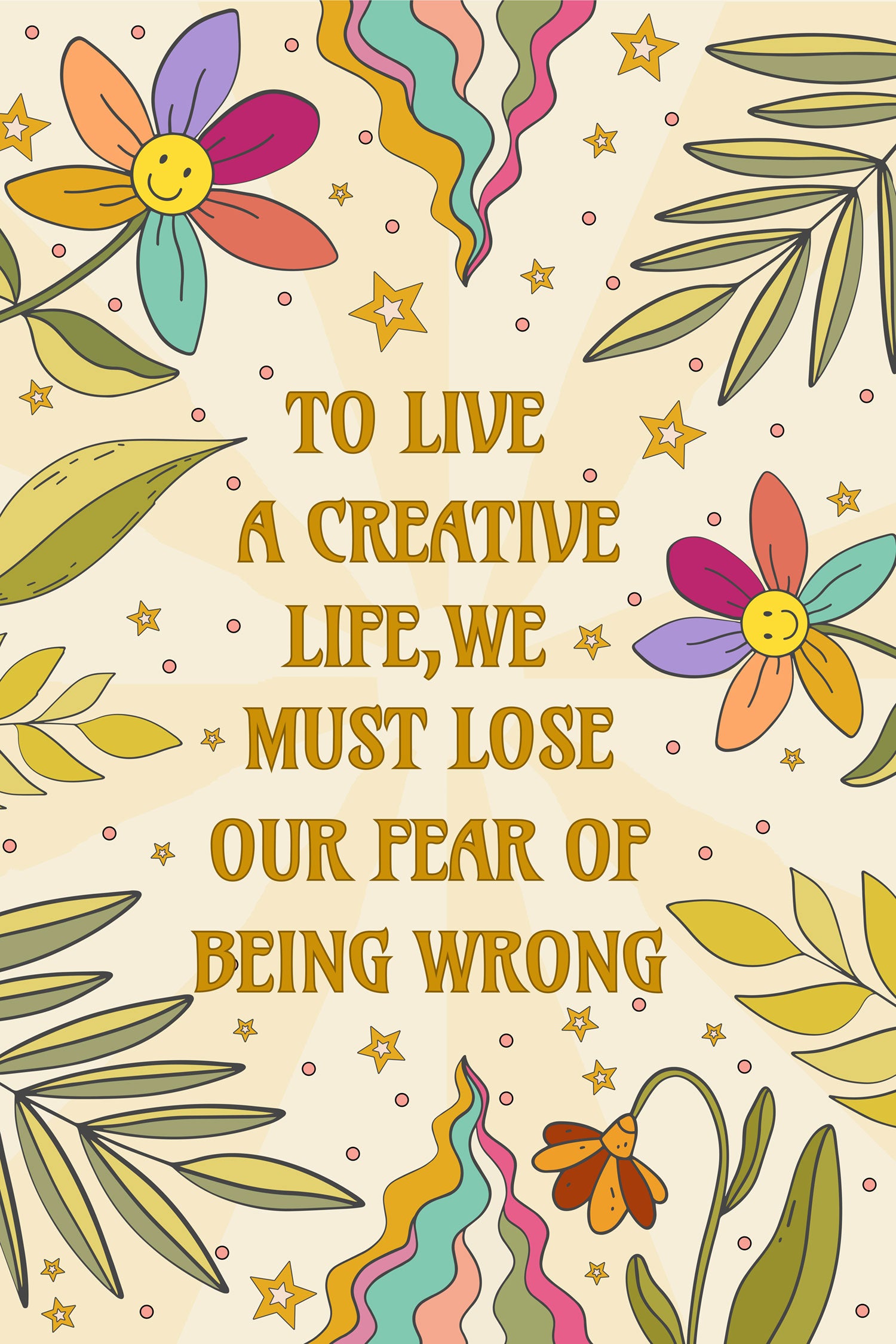 Hippie Art  - To vive a creative life, Glasbild