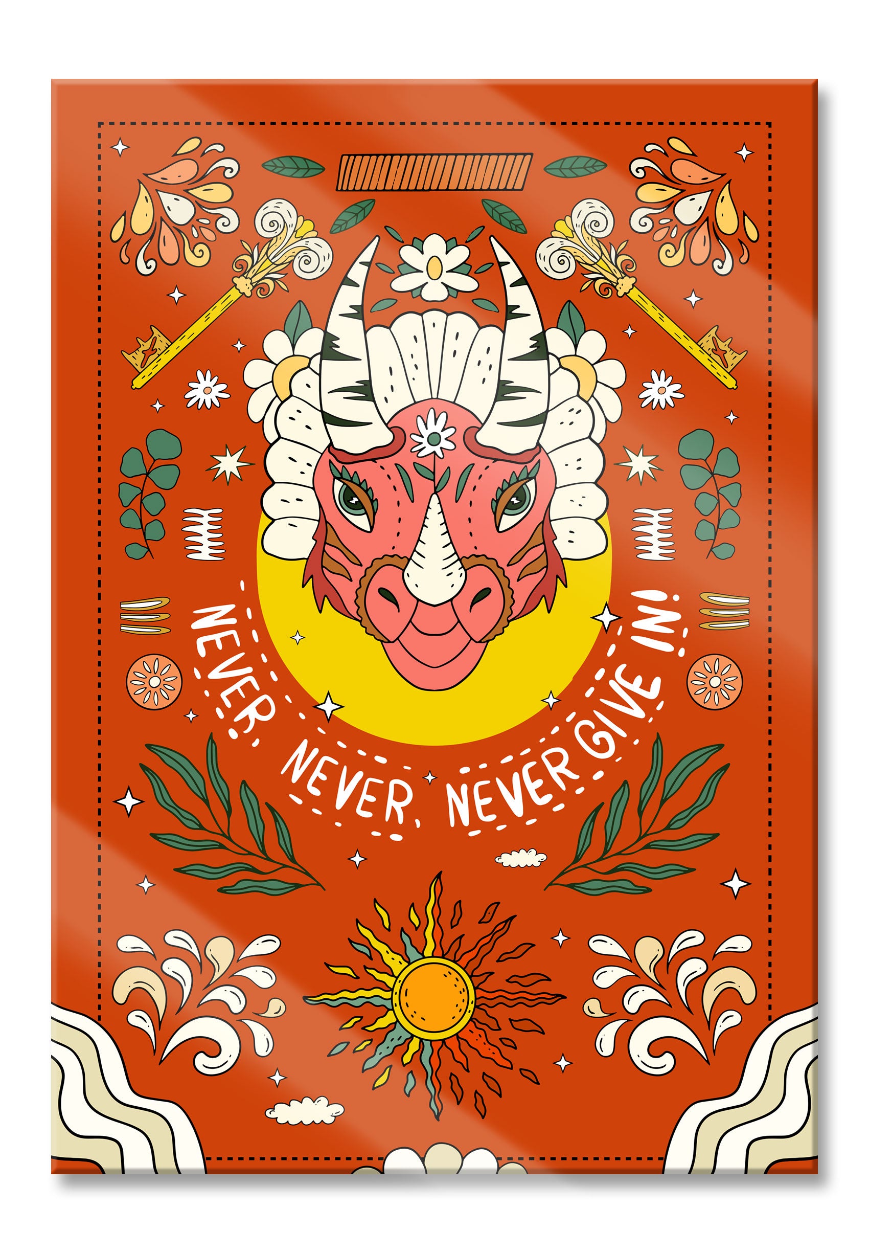 Hippie Art  - Never, never, never give in!, Glasbild