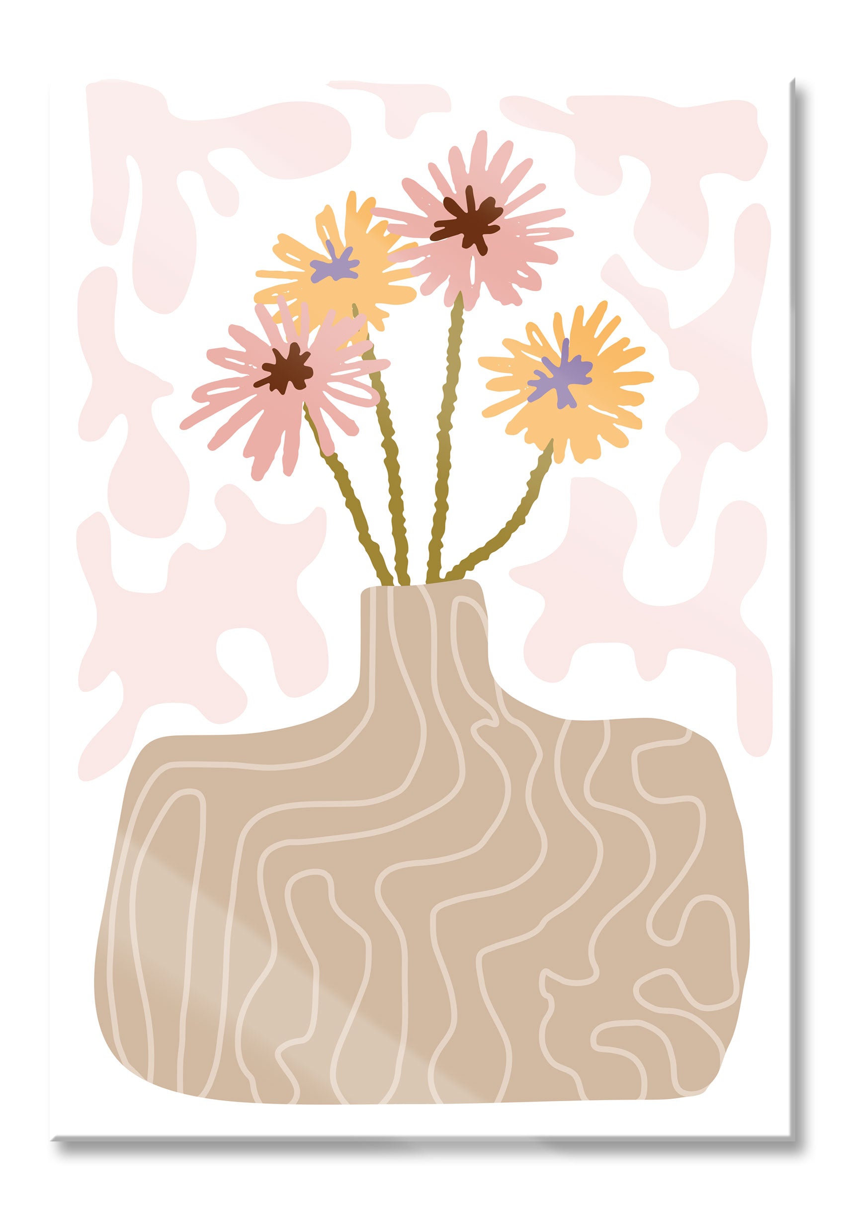 Hippie Art  - Blumen mit Vase, Glasbild