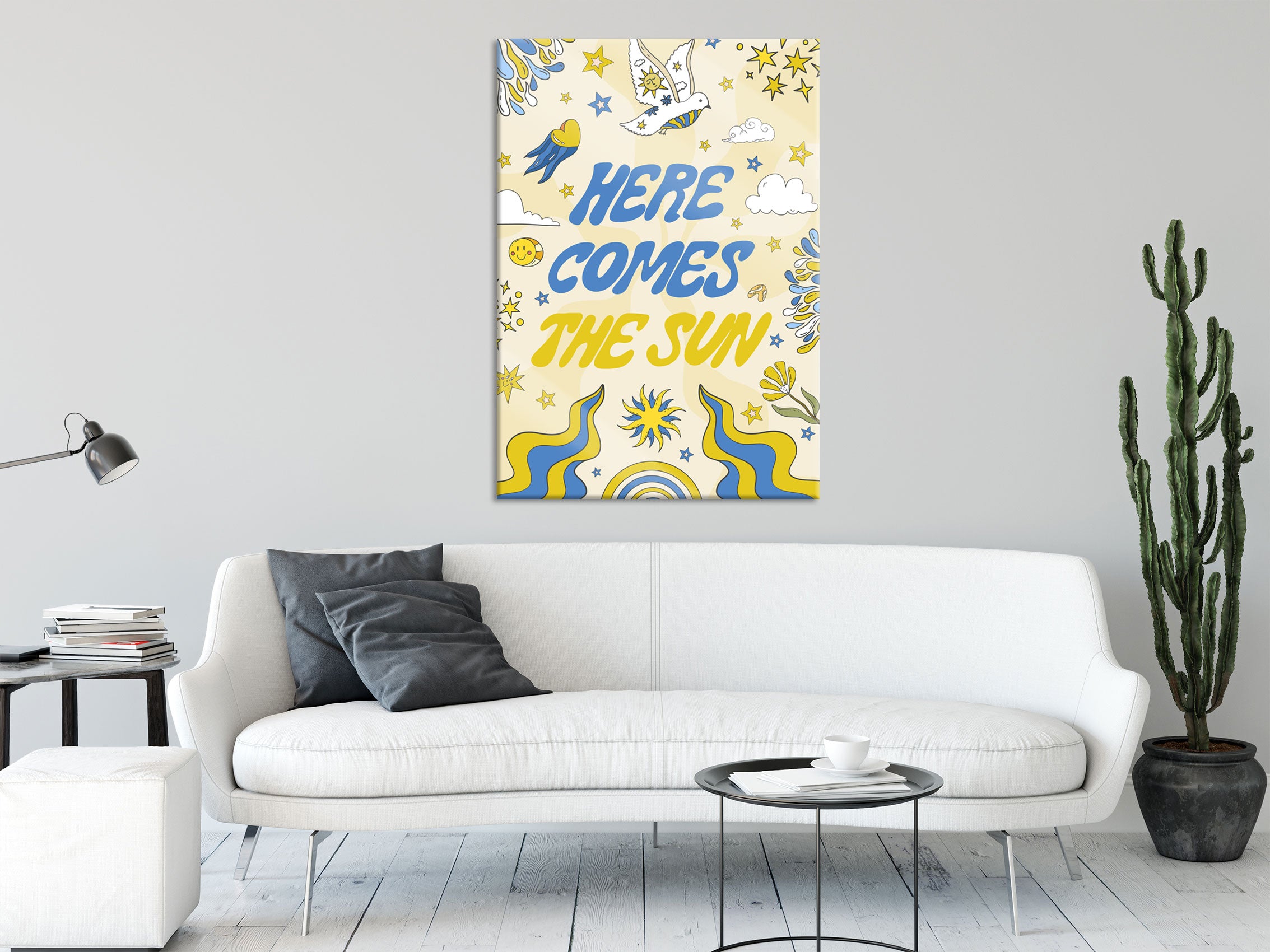 Hippie Art  - Here comes the sun, Glasbild