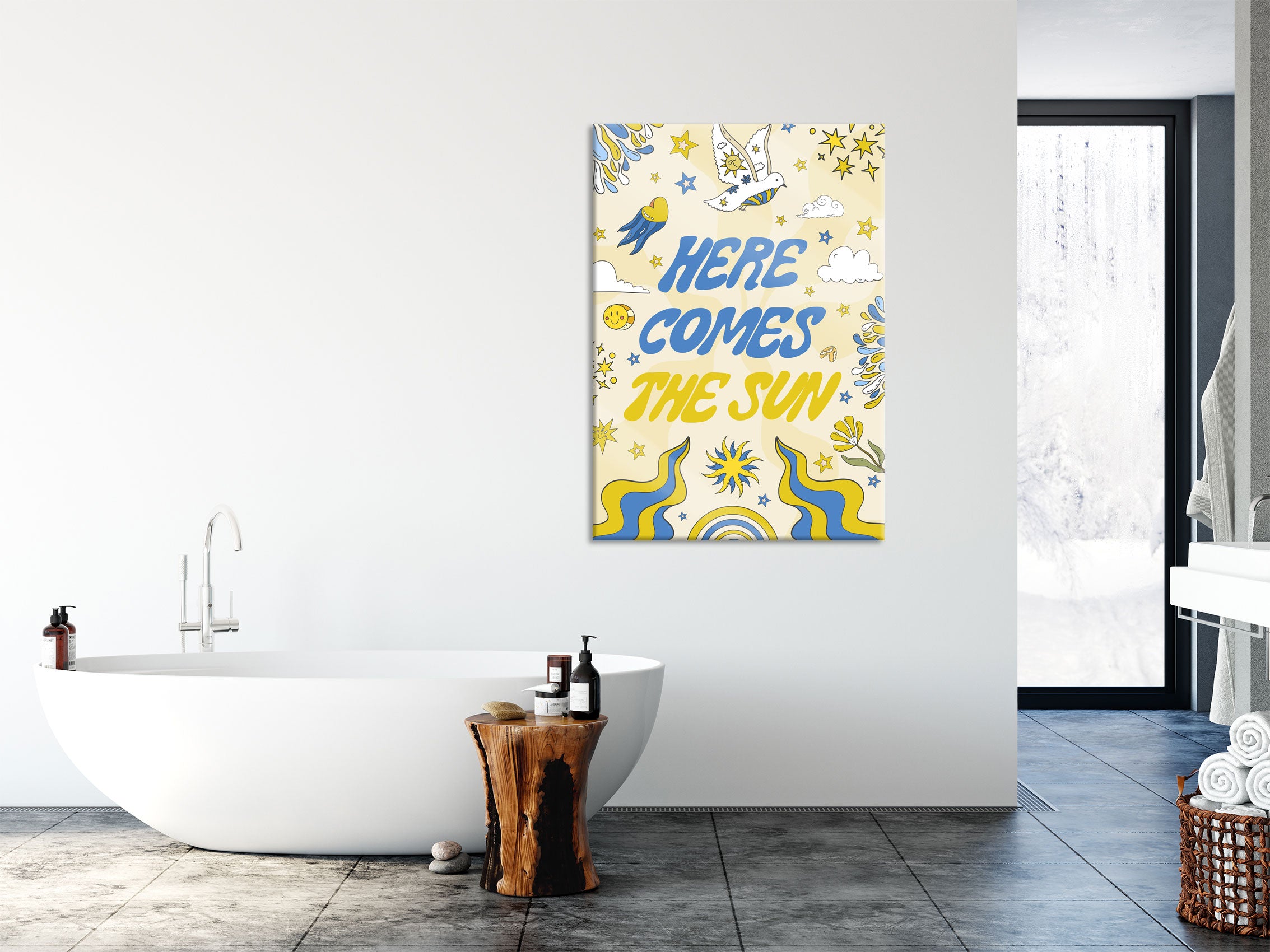 Hippie Art  - Here comes the sun, Glasbild