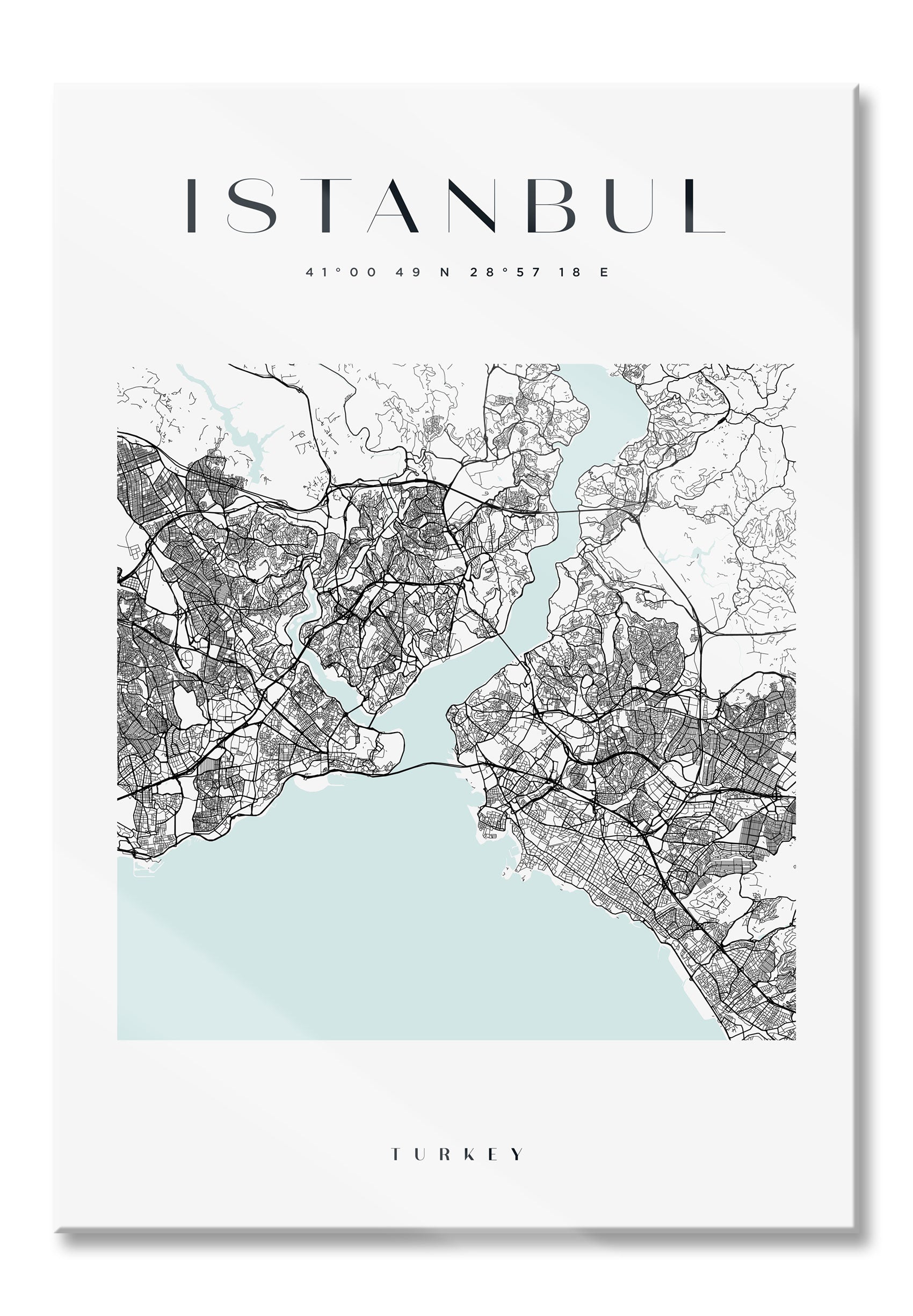 Stadtkarte Eckig  - Istanbul, Glasbild