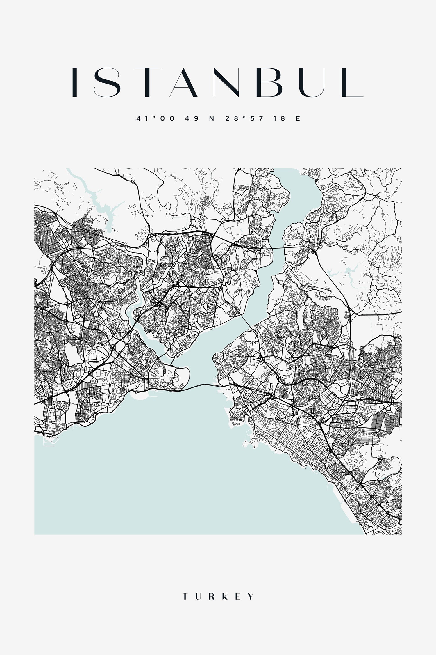 Stadtkarte Eckig  - Istanbul, Glasbild