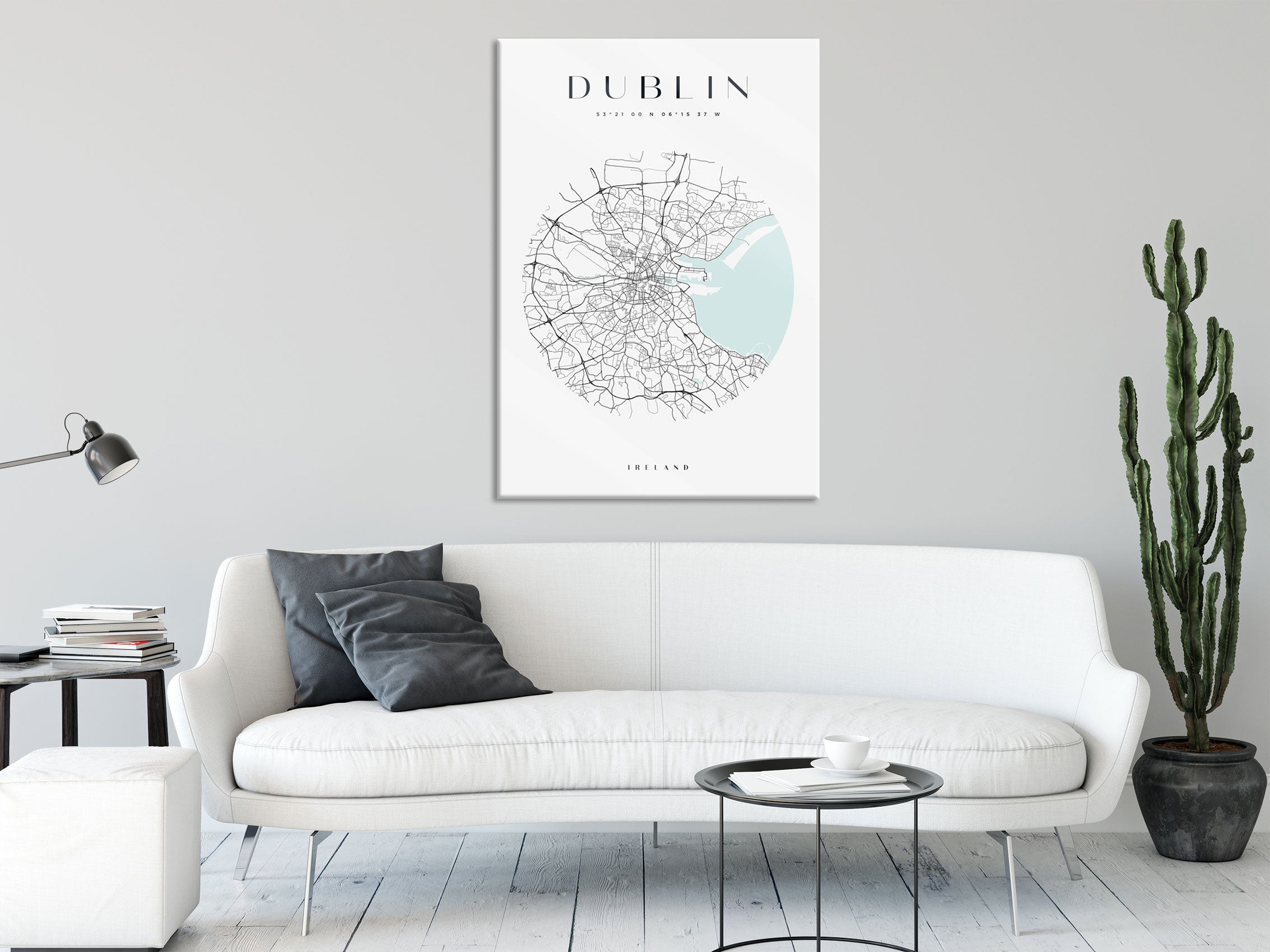 Stadtkarte Rund  - Dublin, Glasbild